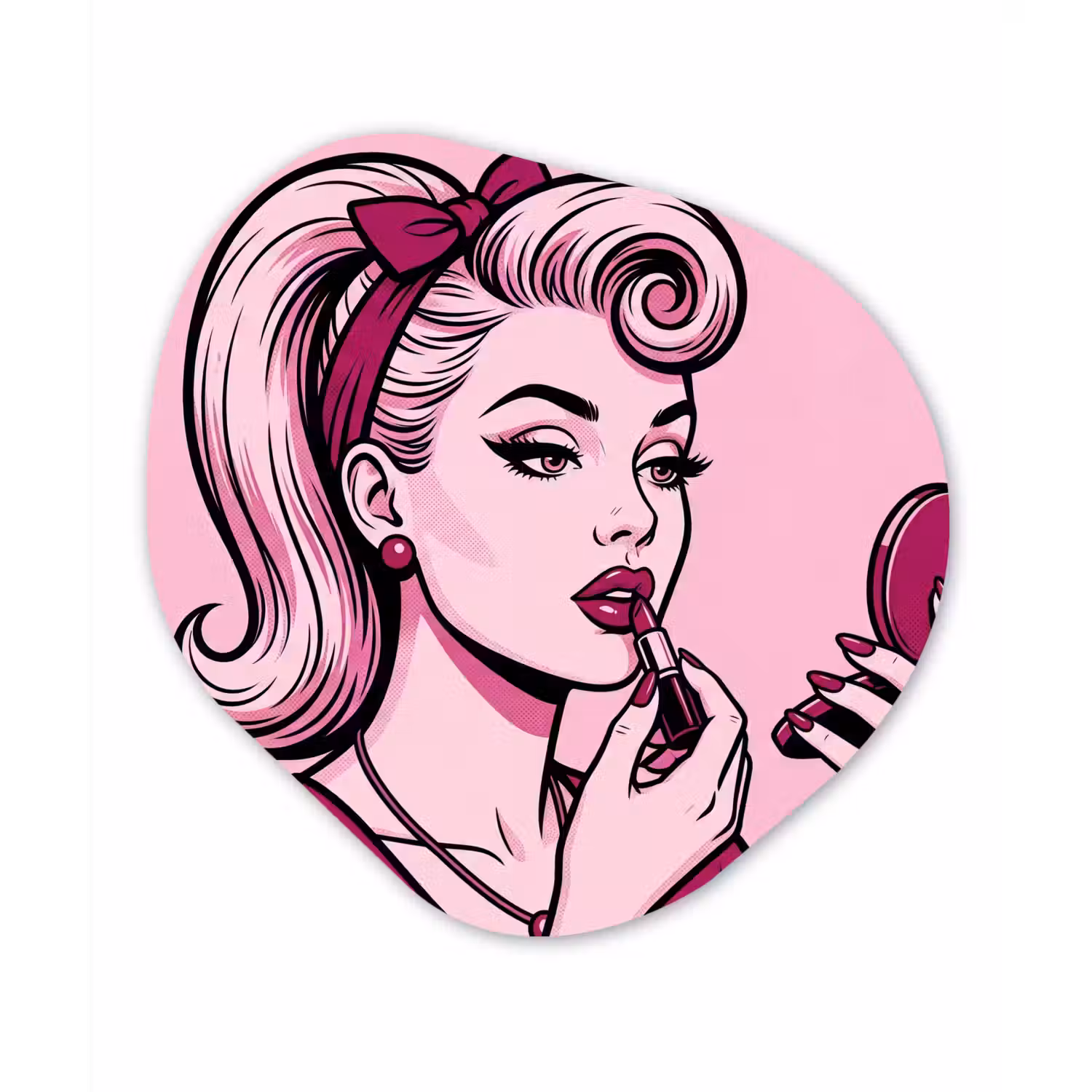 Vintage - Vrouw - Roze Wandcirkel Organisch Aluminium middel -3d