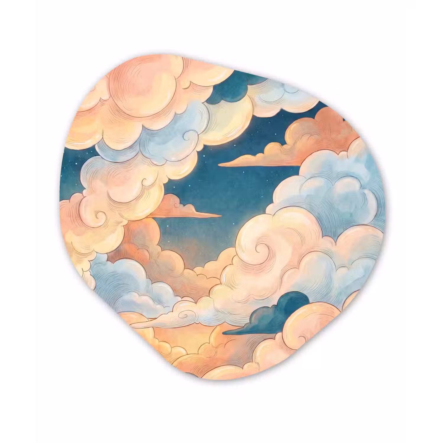 Wolk - Lucht - Natuur - Illustratief - Oranje Wandcirkel Organisch Aluminium middel -3d