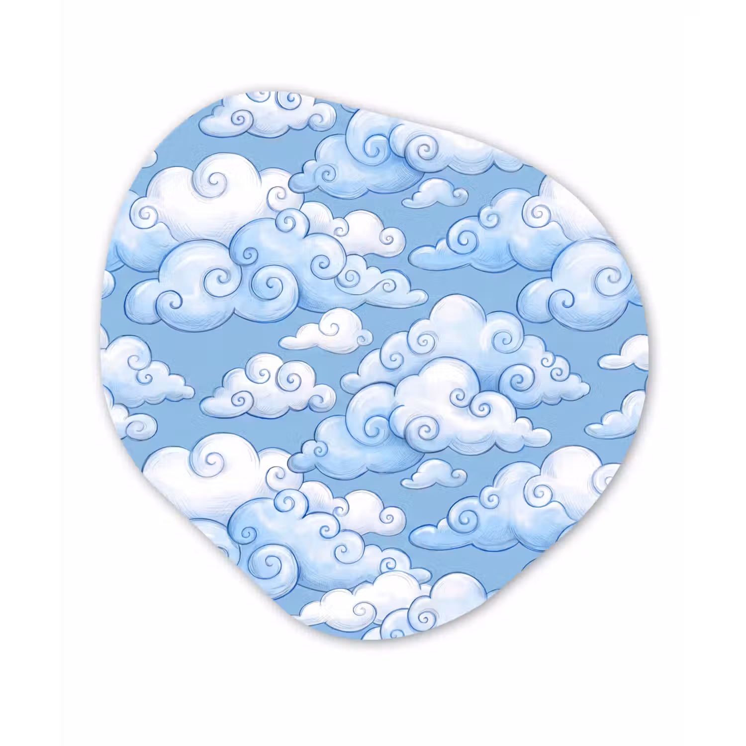 Wolken - Patroon - Hemel - Illustratie - Wit Wandcirkel Organisch Aluminium middel -3d