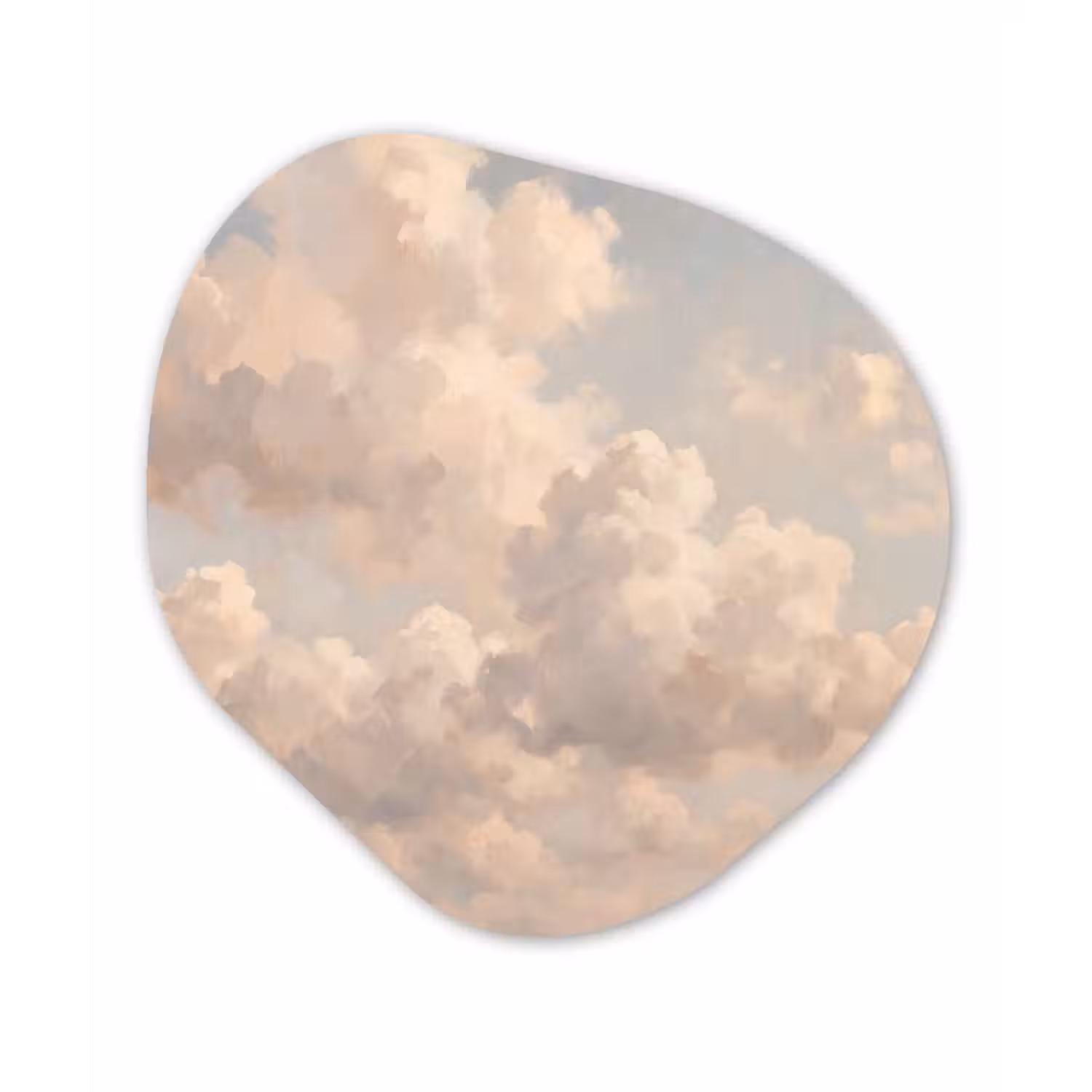 Wolken - Zacht - Natuur - Klassiek - Beige Wandcirkel Organisch Aluminium middel -3d