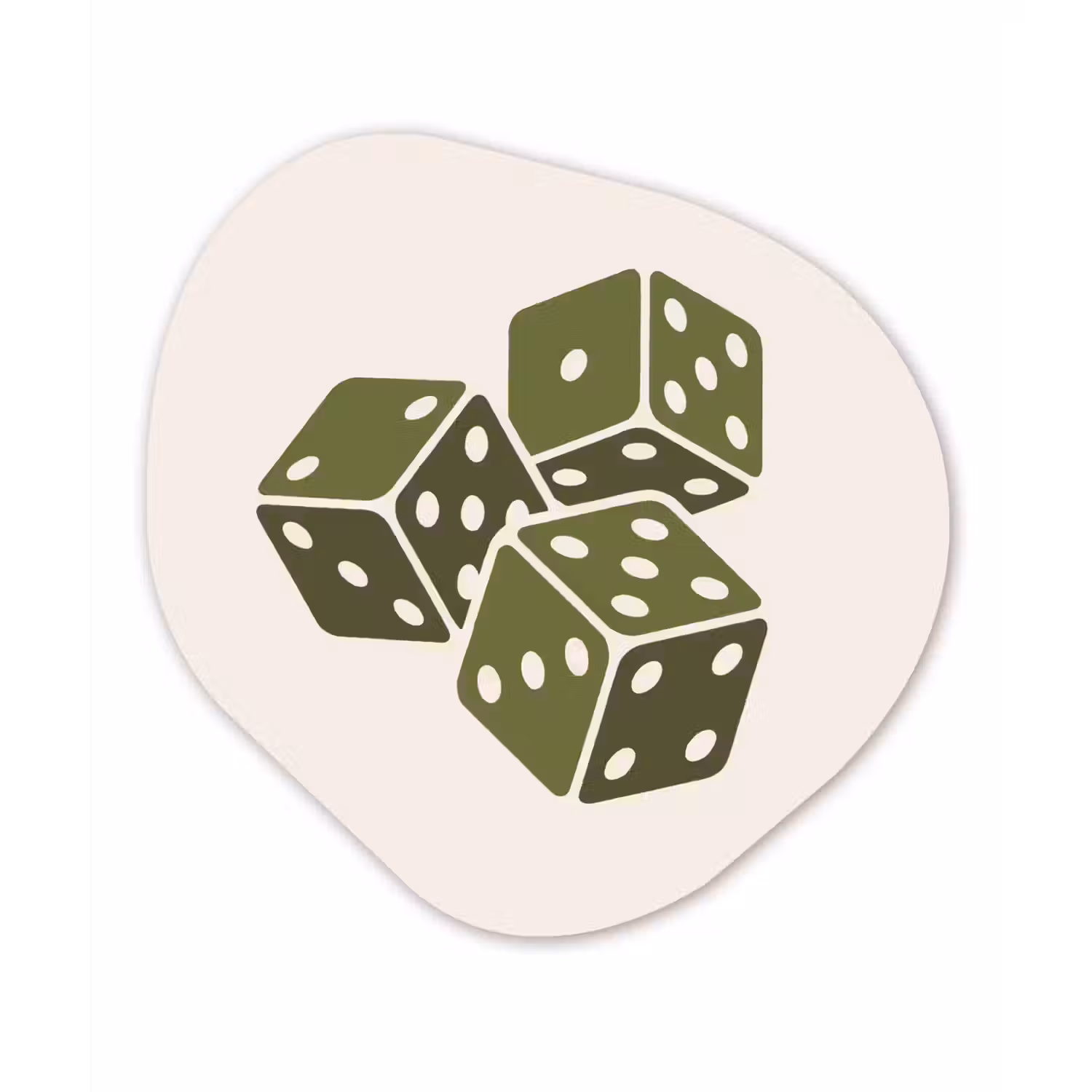 Dobbelsteen - Spel - Groen - Abstract Wandcirkel Organisch Aluminium middel -3d