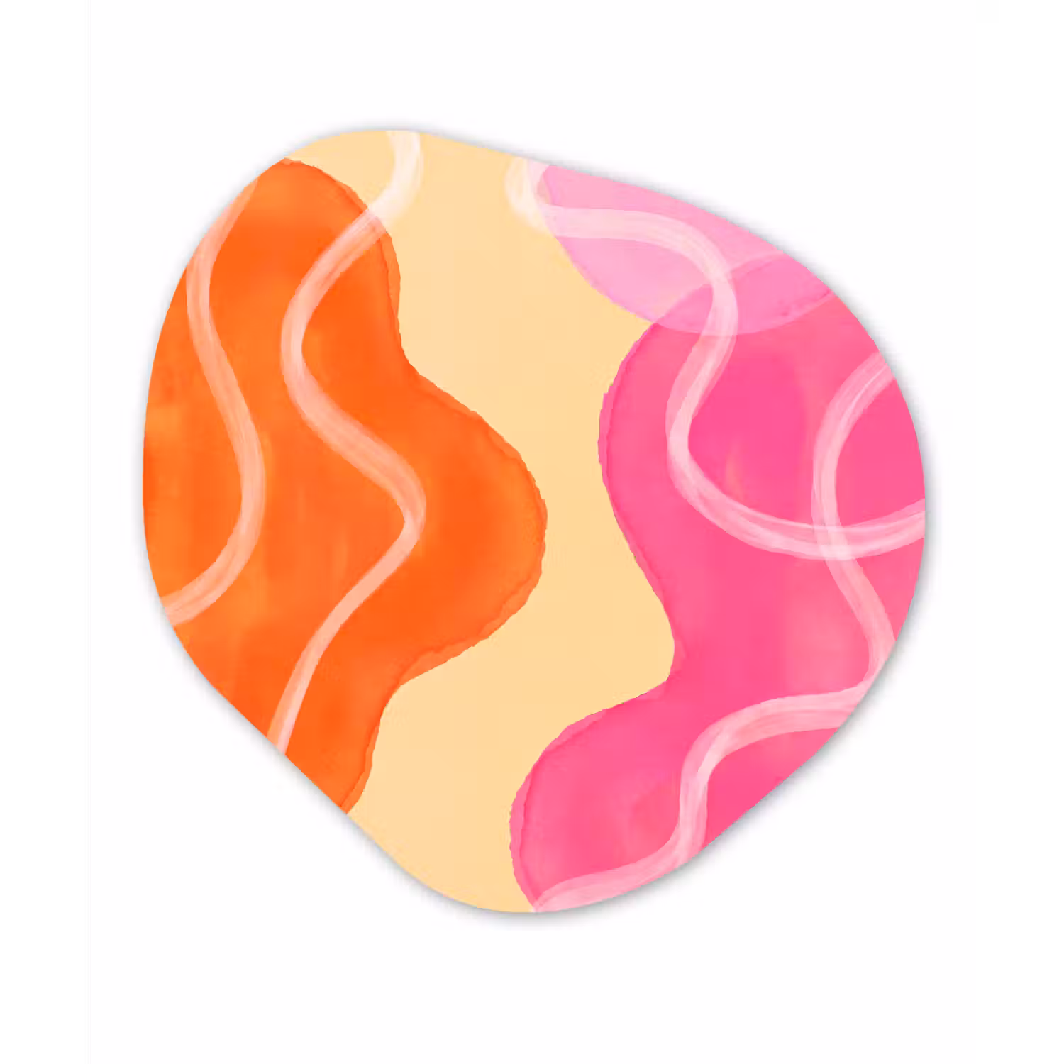 Abstract - Aquarel - Organisch - Oranje - Roze Wandcirkel Organisch Aluminium middel -3d