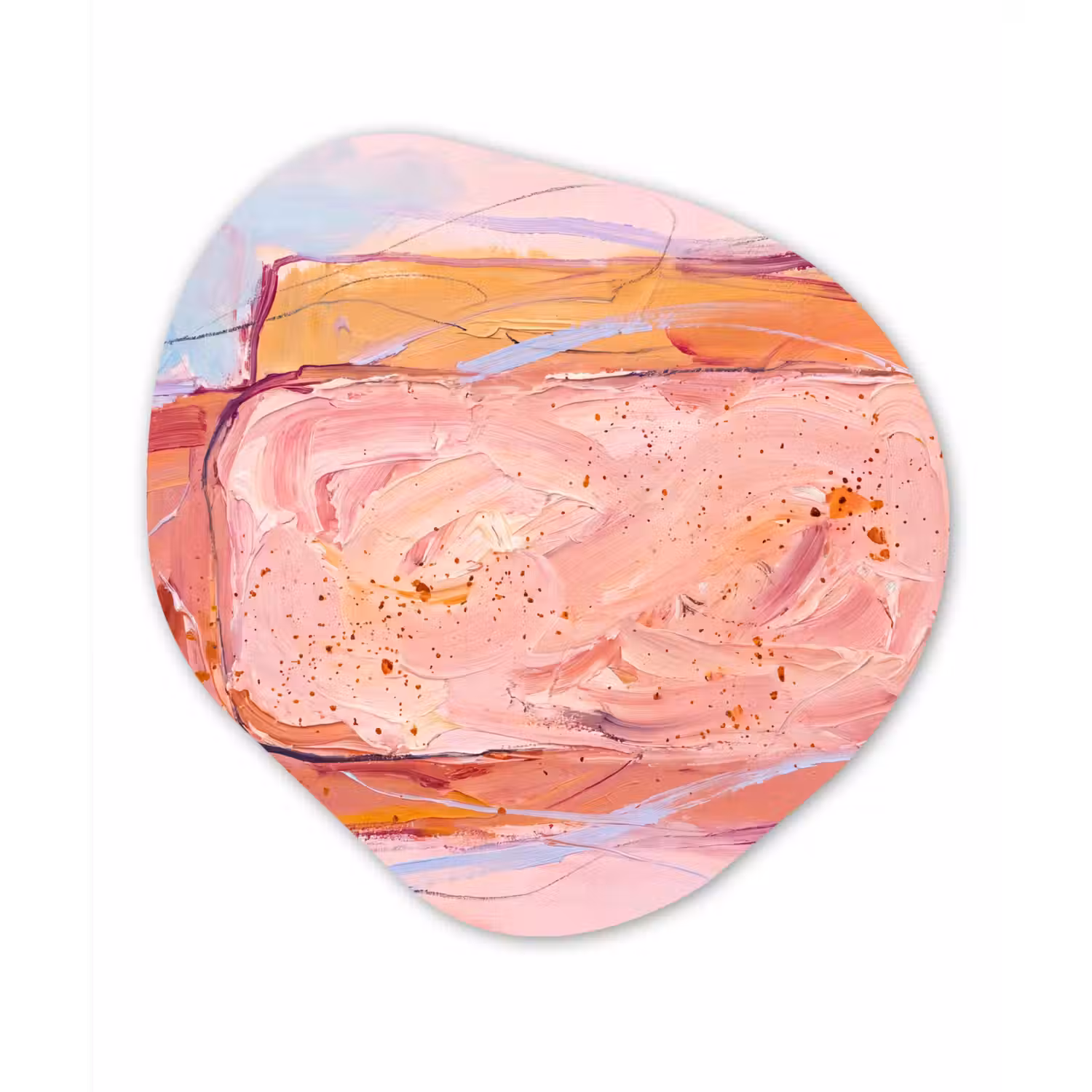 Abstract - Vormen - Modern - Roze Wandcirkel Organisch Aluminium middel -3d