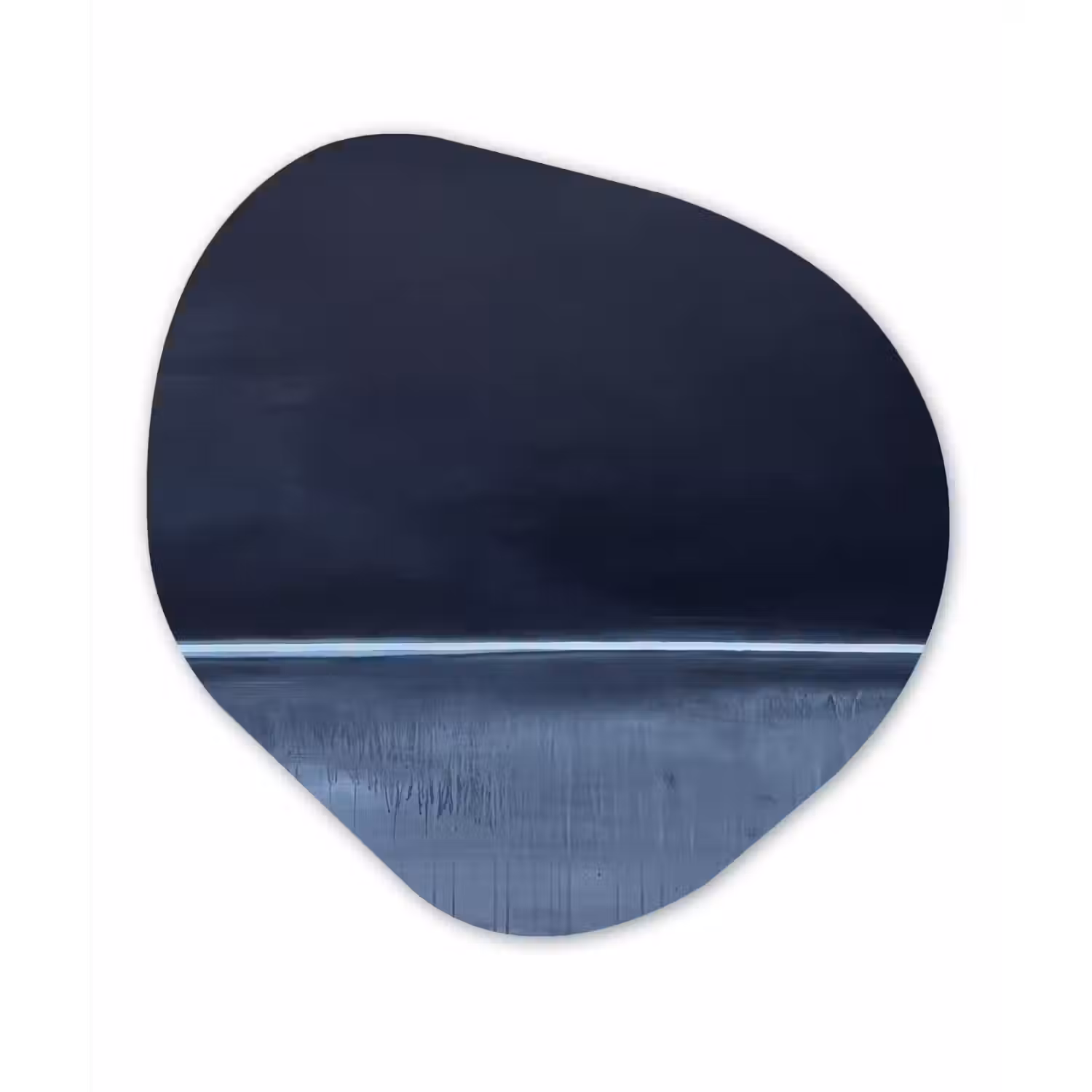 Abstract - Horizontale lijn - Minimalistisch - Donkerblauw - Kunst Wandcirkel Organisch Aluminium middel -3d