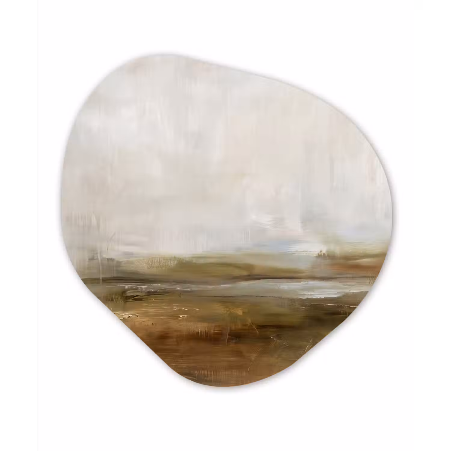 Abstract - Landschap - Natuur - Beige - Bruin Wandcirkel Organisch Aluminium middel -3d