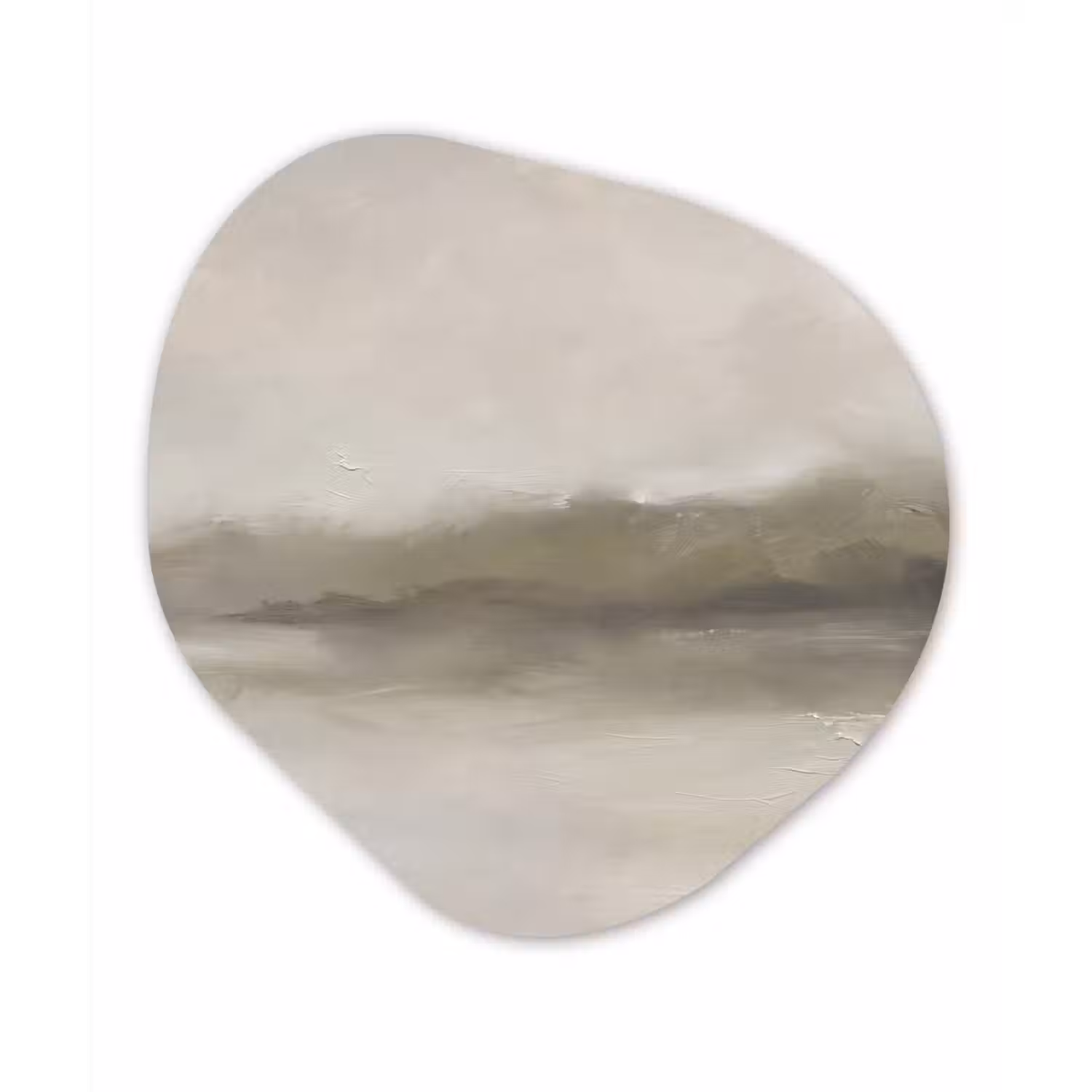 Abstract - Landschap - Nevel - Modern - Grijs Wandcirkel Organisch Aluminium middel -3d