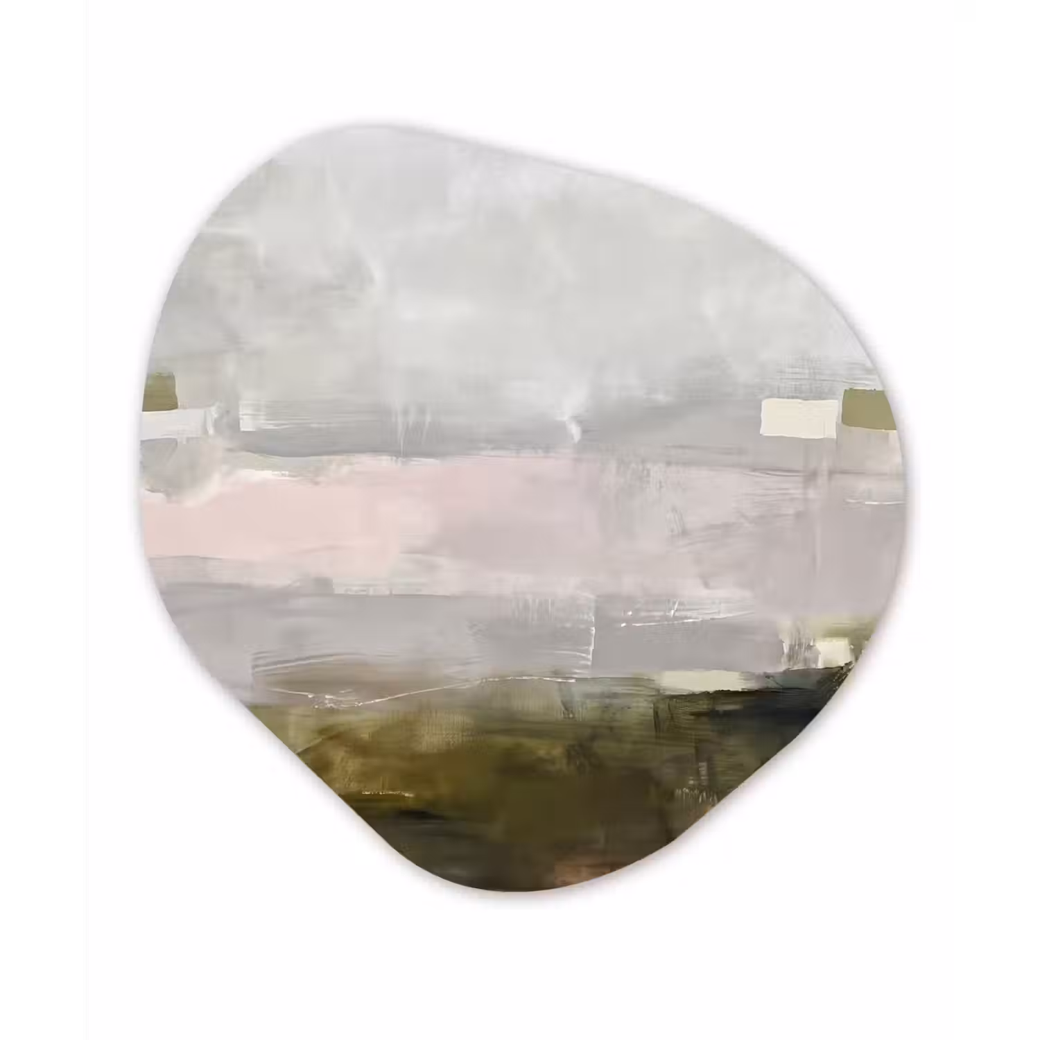 Abstract - Gelaagd - Kunst - Modern - Grijs-Groen Wandcirkel Organisch Aluminium middel -3d