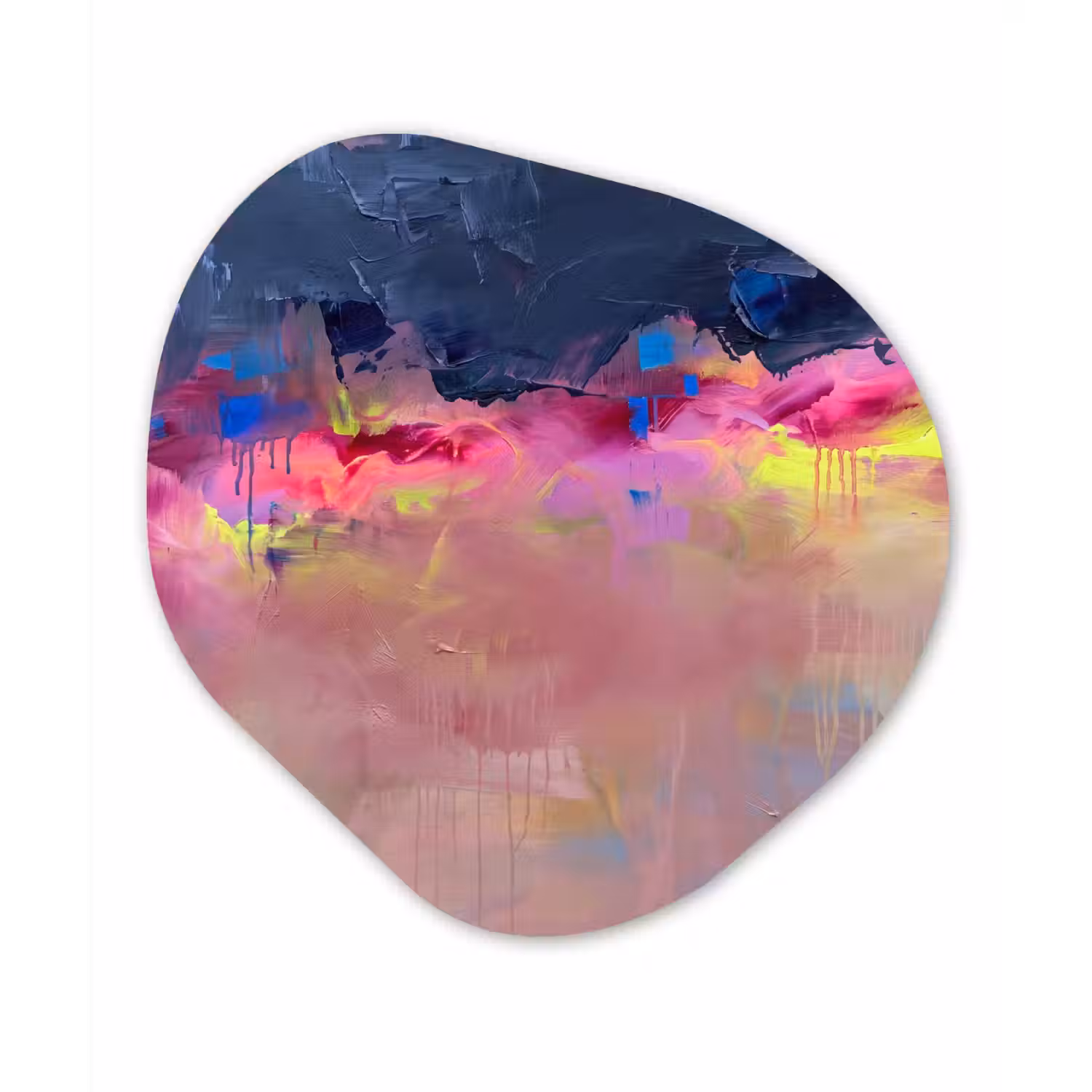 Abstract - Textuur - Kleuren - Modern - Roze Wandcirkel Organisch Aluminium middel -3d