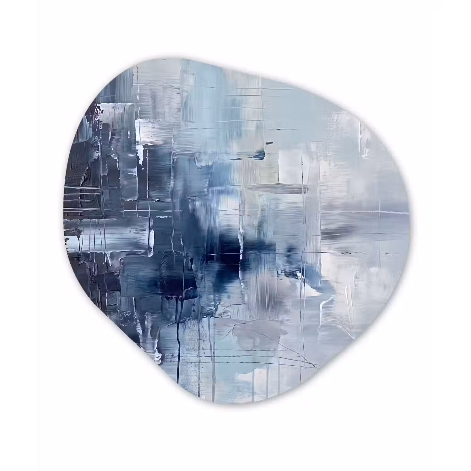 Abstract - Textuur - Kunst - Modern - Blauw Wandcirkel Organisch Aluminium middel -3d