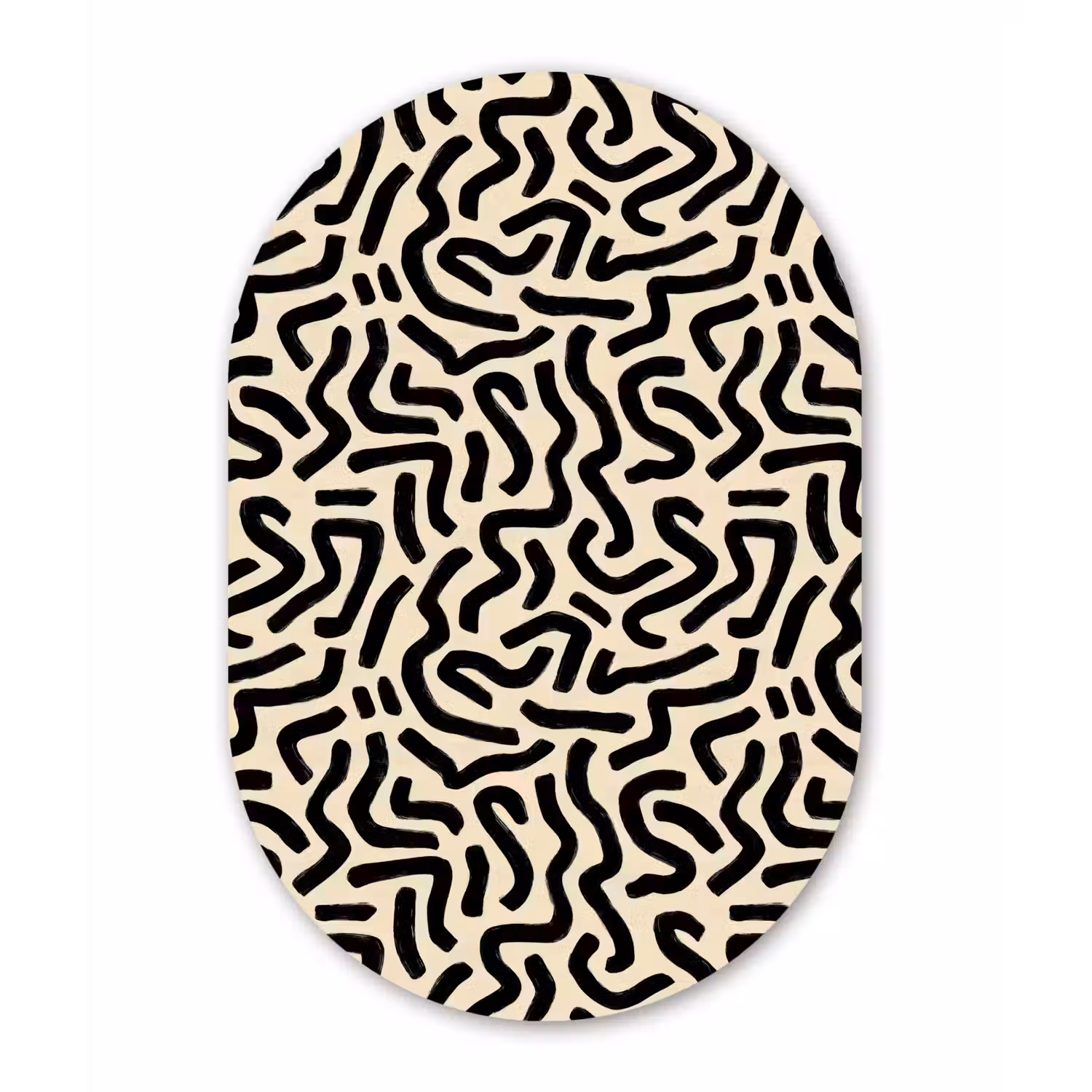 Abstract - Lijnen - Zwart Wandcirkel Ovaal Aluminium middel 839 -3d