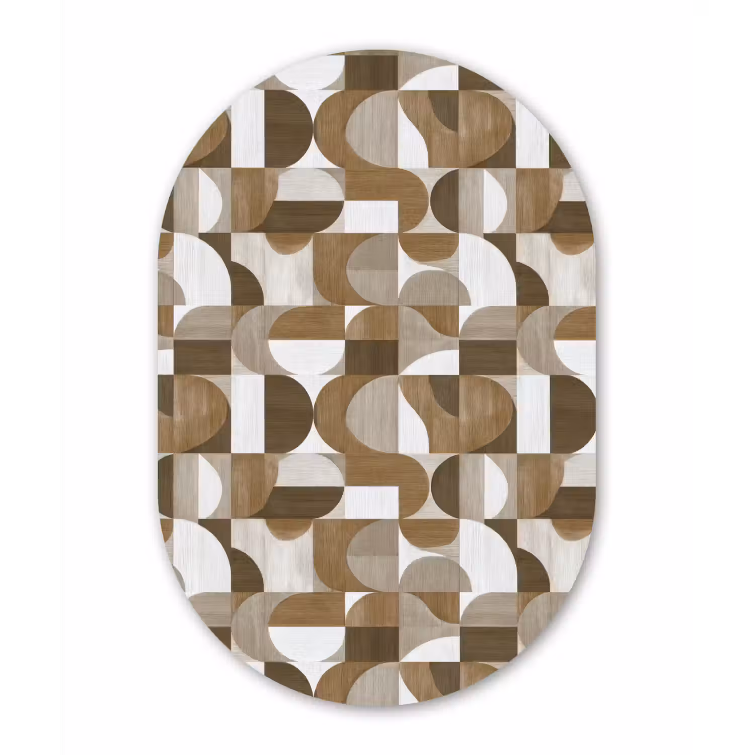 Abstract - Retro - Bruin Wandcirkel Ovaal Aluminium middel 839 -3d