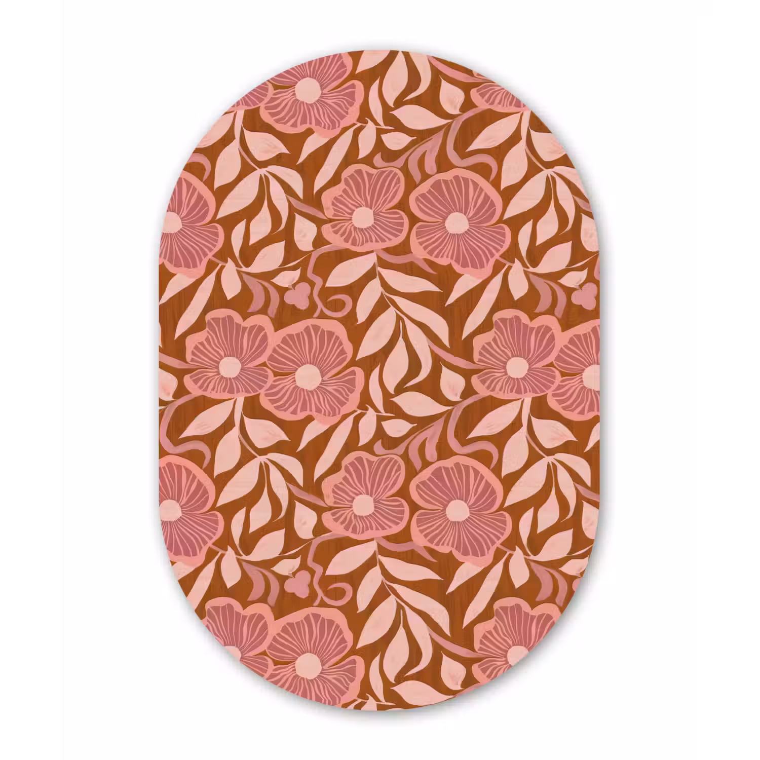 Sfeer - Bloemen - Roze Wandcirkel Ovaal Aluminium middel 839 -3d