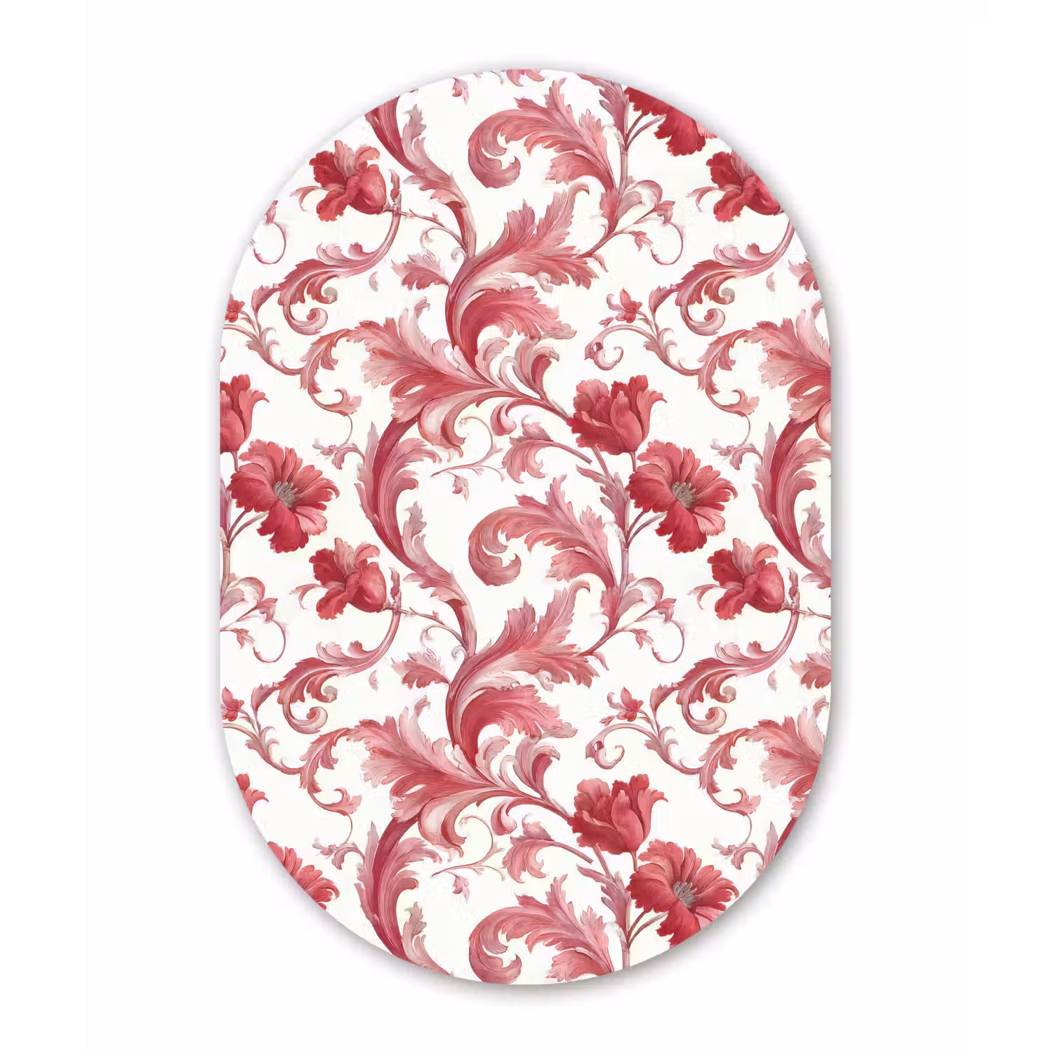 Barok - Patroon - Rood Wandcirkel Ovaal Aluminium middel 839 -3d