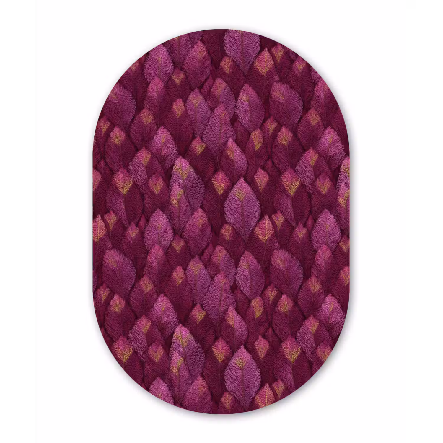 Bladeren - Patroon - Burgundy Wandcirkel Ovaal Aluminium middel 839 -3d