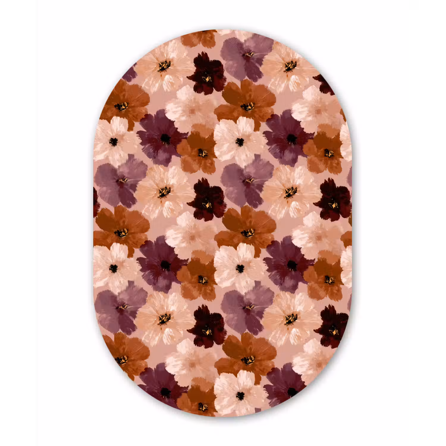 Bloemen - Abstract - Aardetinten Wandcirkel Ovaal Aluminium middel 839 -3d