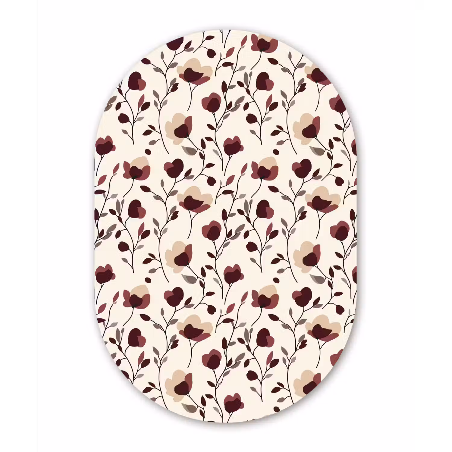 Bloemen - Botanisch - Bordeaux Wandcirkel Ovaal Aluminium middel 839 -3d