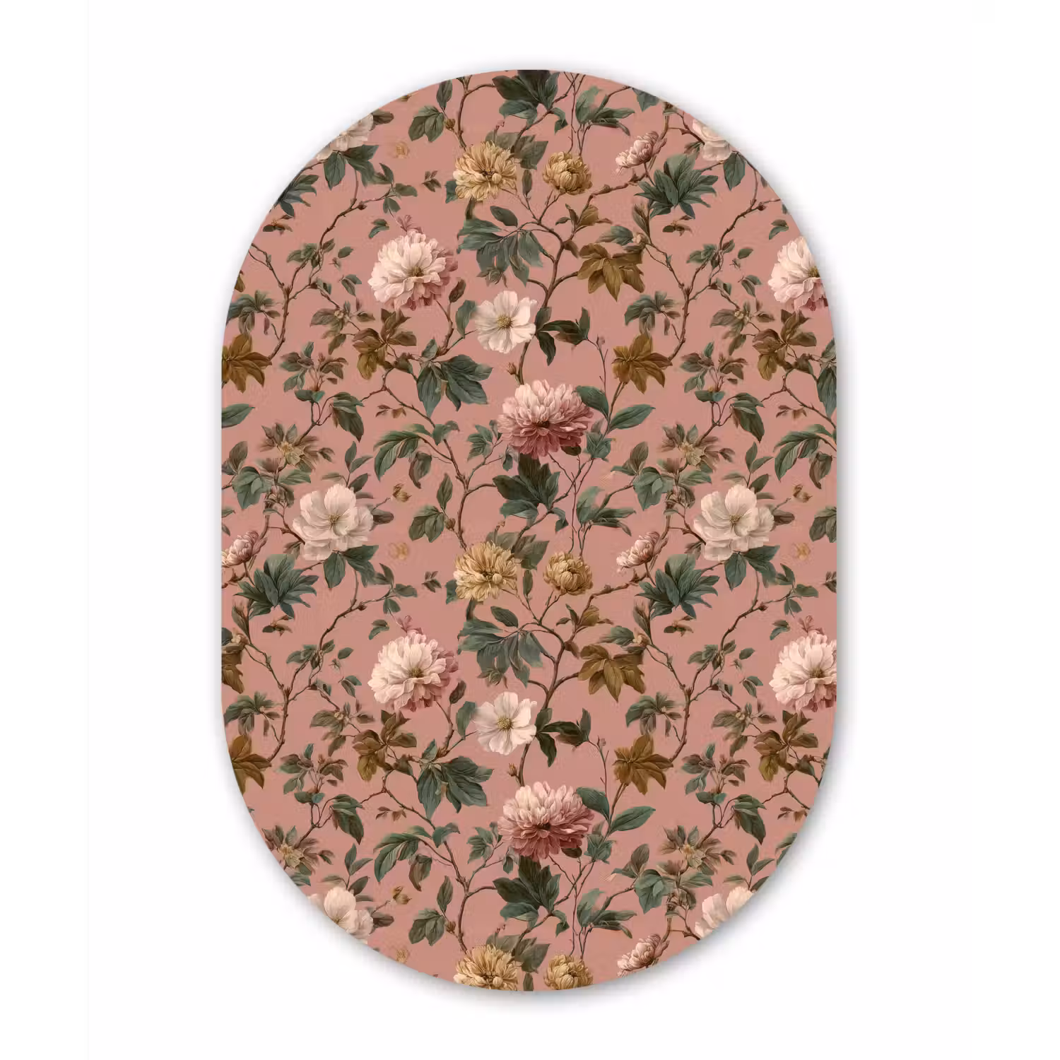Bloemen - Klassiek - Roze Wandcirkel Ovaal Aluminium middel 839 -3d