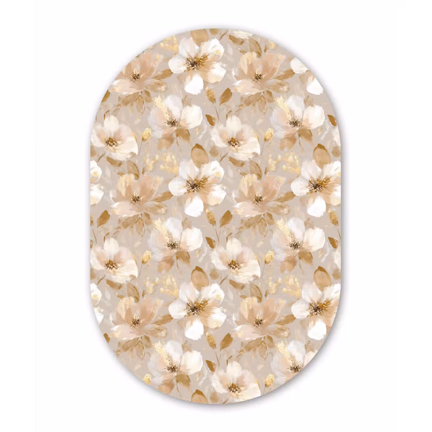 Bloemen - artistiek - Goud Wandcirkel Ovaal Aluminium middel 839 -3d