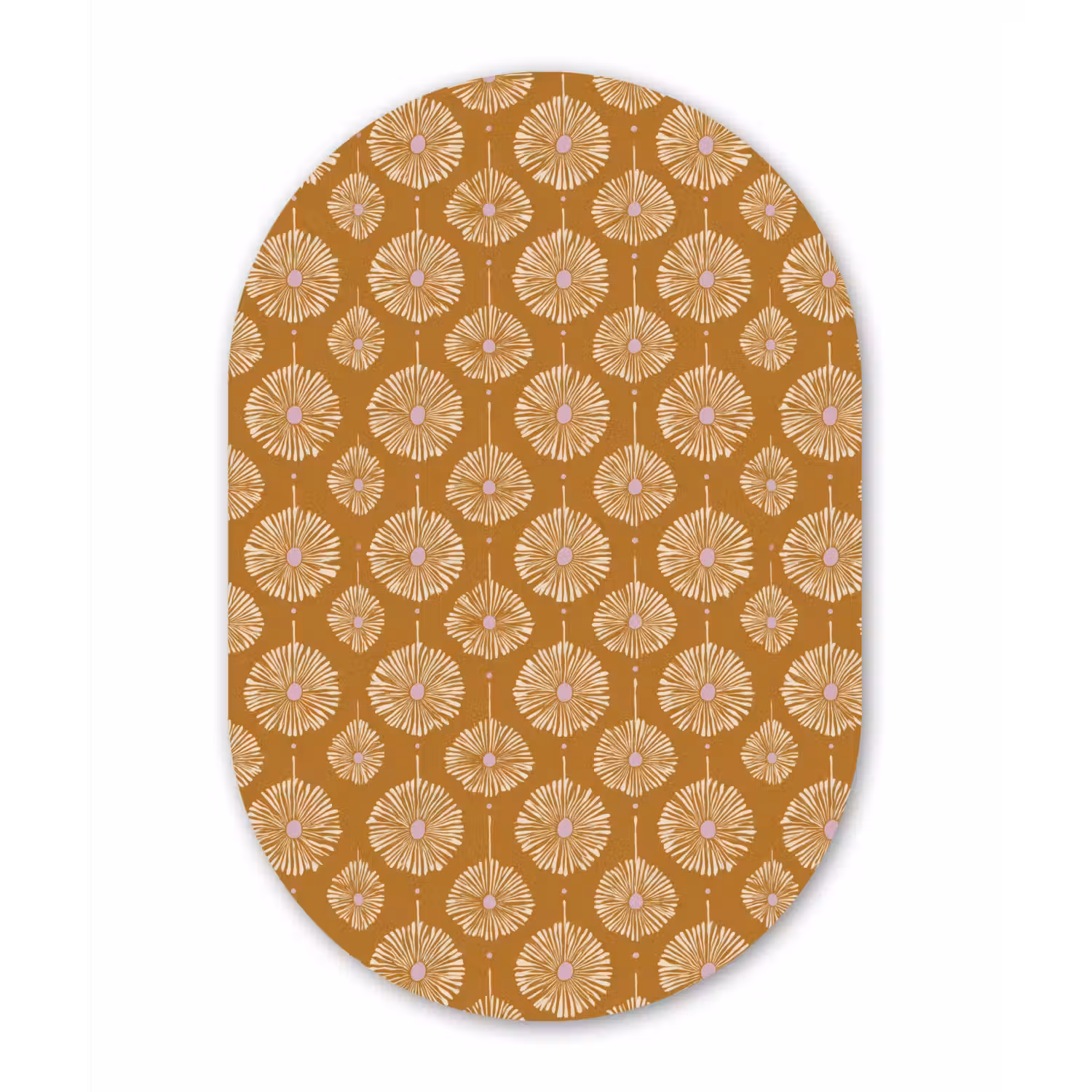 Bloemen - Modern - Oker Wandcirkel Ovaal Aluminium middel 839 -3d