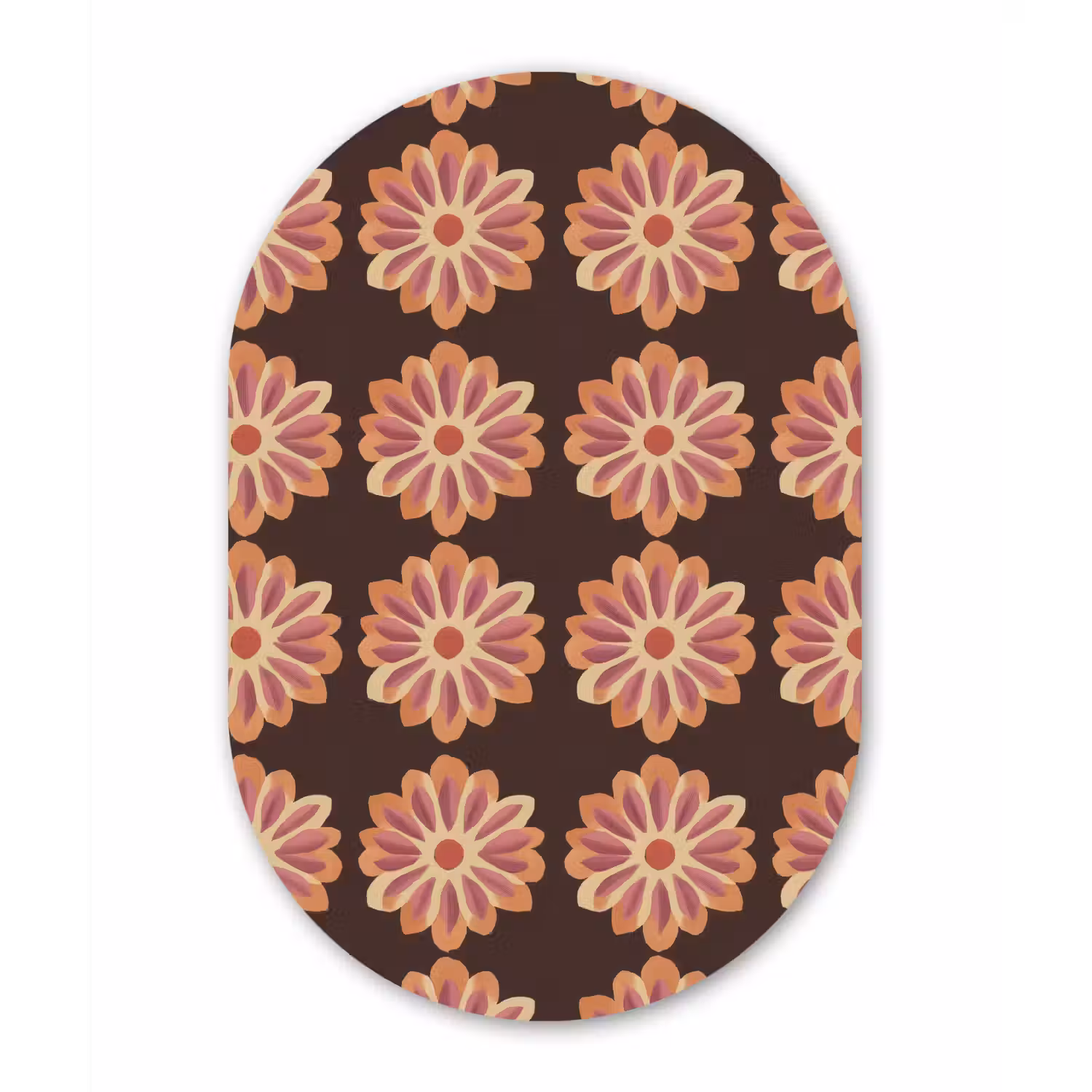 Bloemen - Patroon - Bruin Wandcirkel Ovaal Aluminium middel 839 -3d