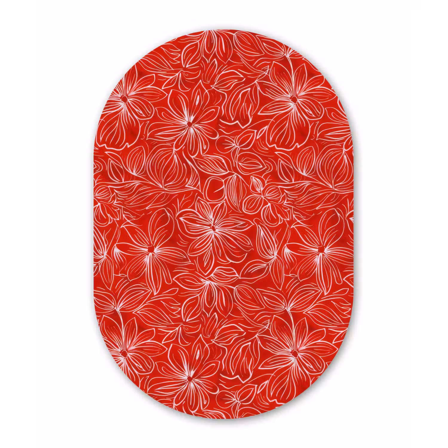 Bloemen - Patroon - Rood Wandcirkel Ovaal Aluminium middel 839 -3d