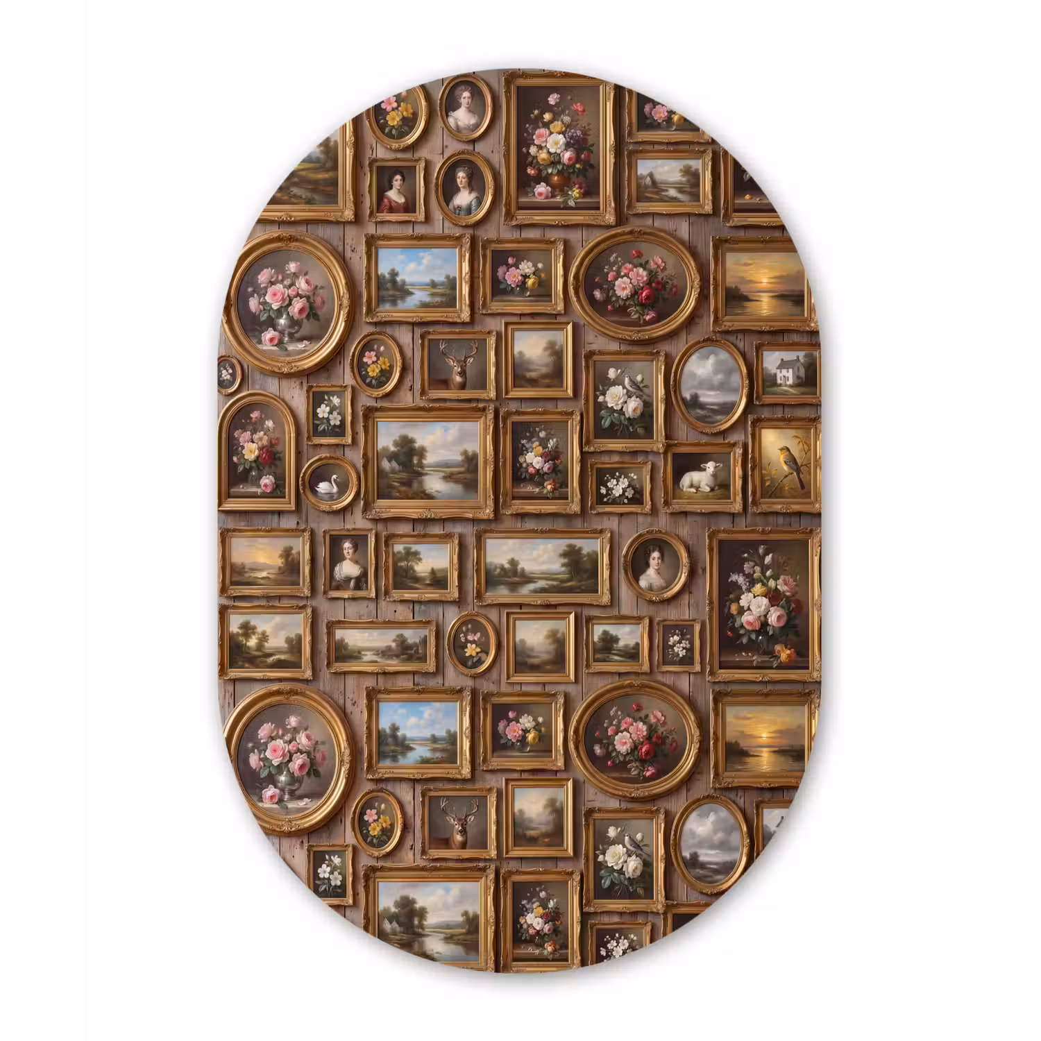 Bloemen - Rozen - Klassiek - Vaas - Kleurrijk Wandcirkel Ovaal Aluminium middel -3d