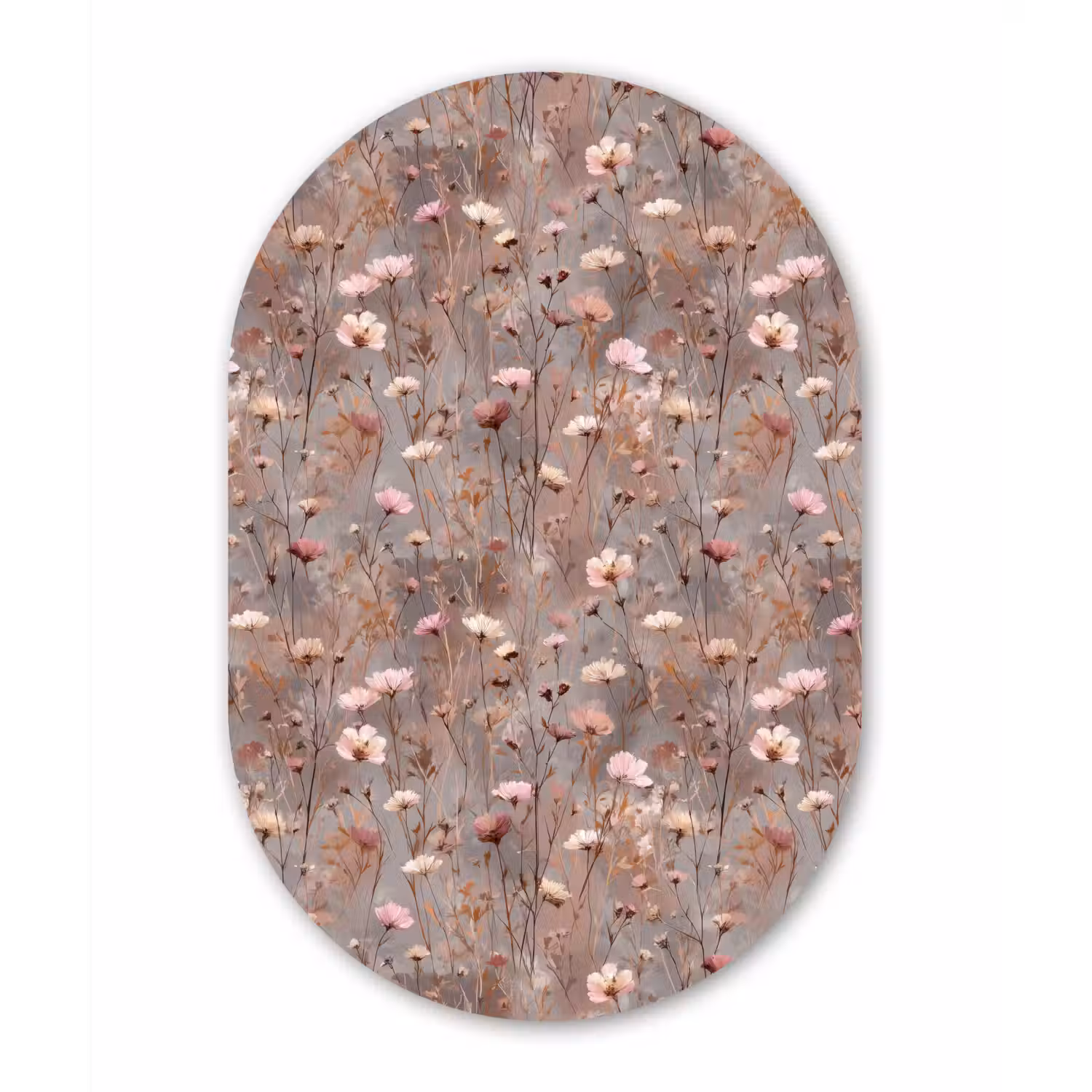 Bloemen - Wild - Pastel Wandcirkel Ovaal Aluminium middel 839 -3d