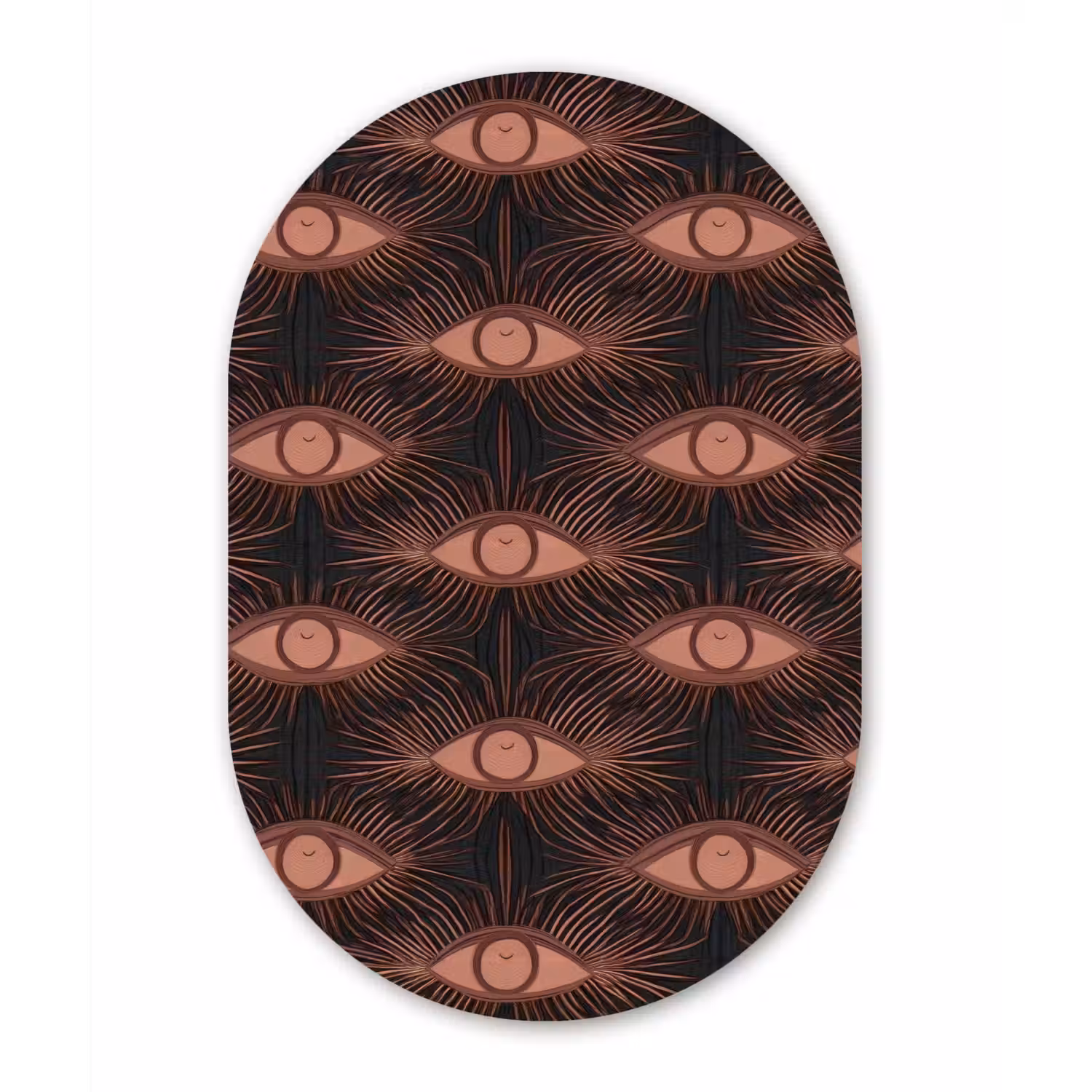 Boheems - Oog - Bruin Wandcirkel Ovaal Aluminium middel 839 -3d