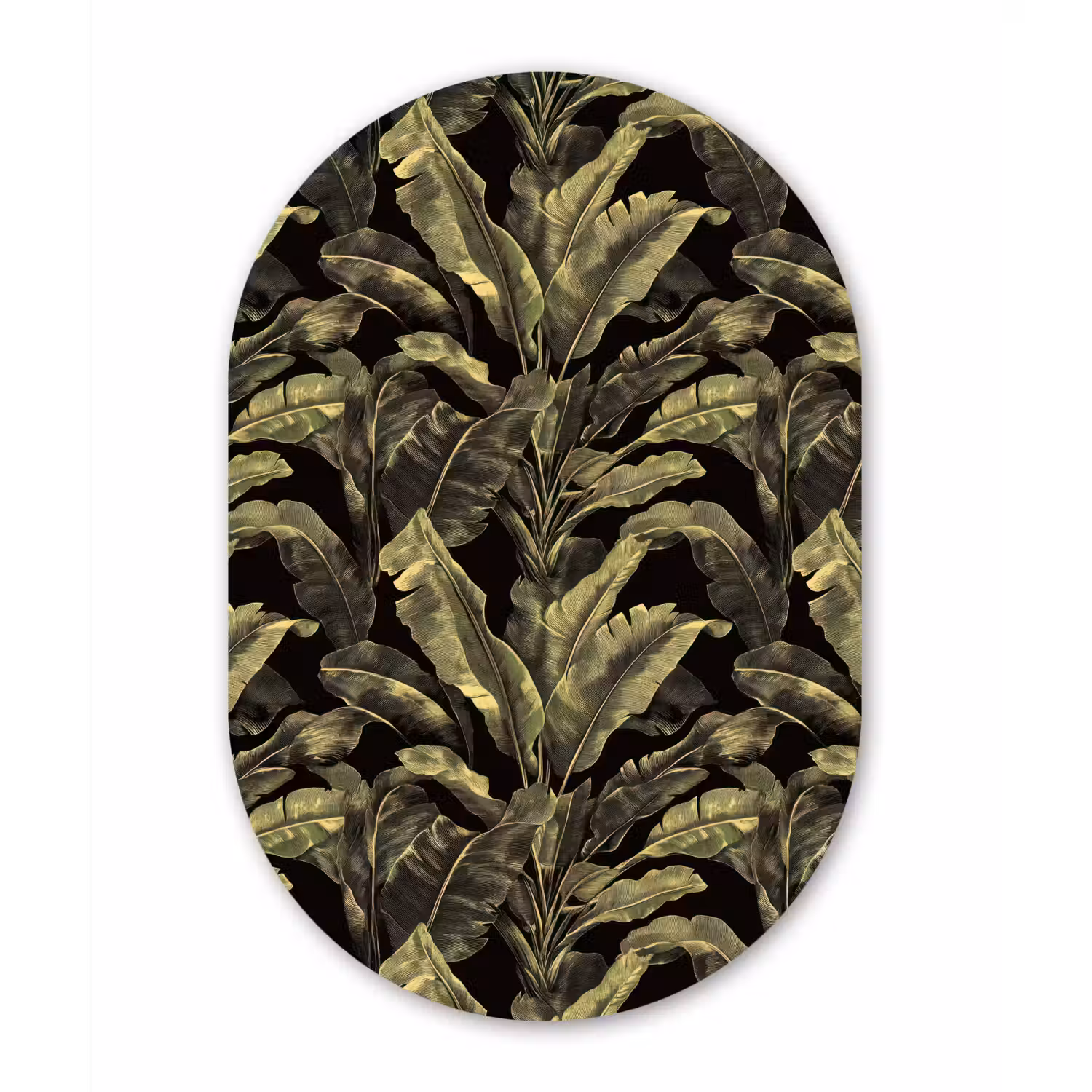 Botanisch - Bladeren - Groen Wandcirkel Ovaal Aluminium middel 839 -3d