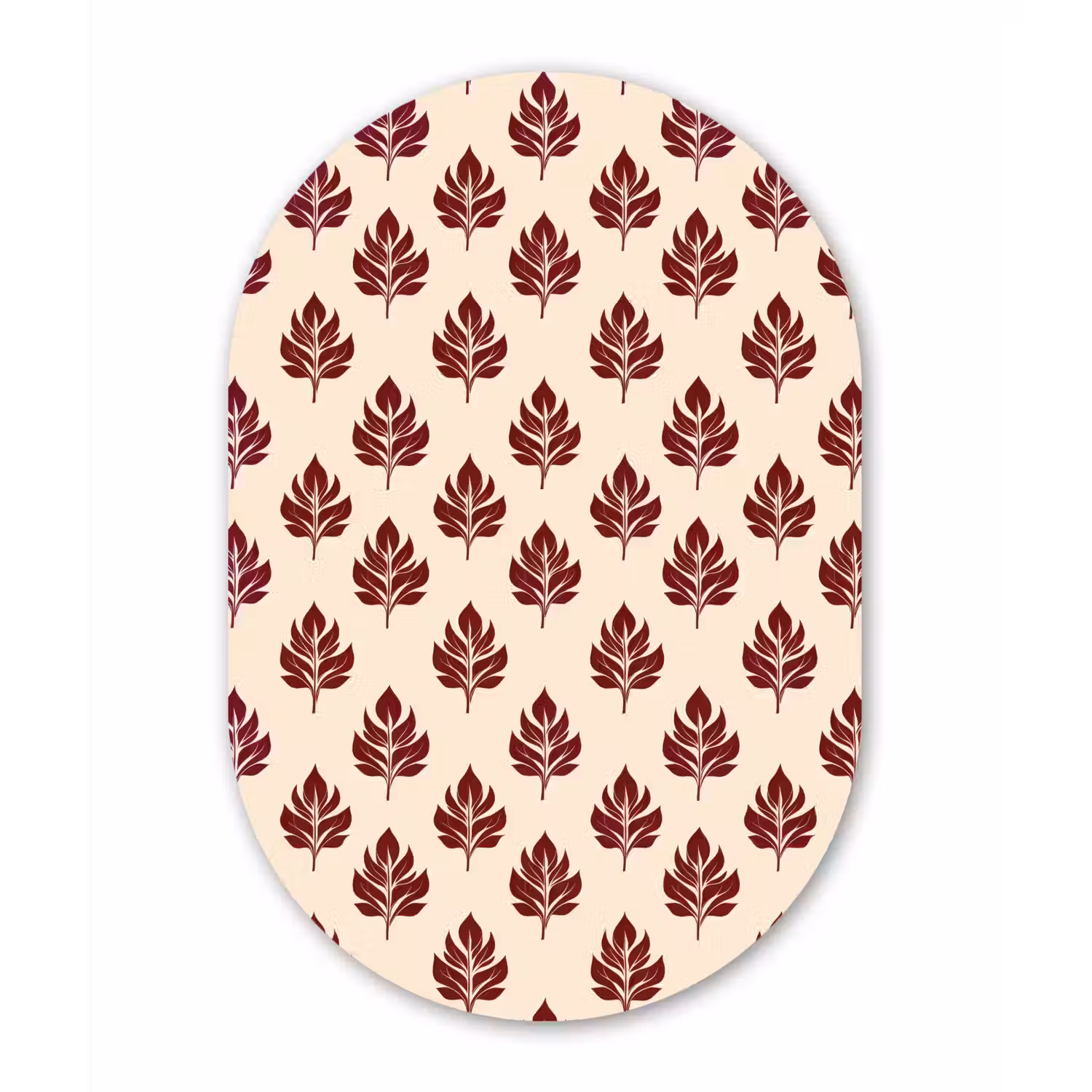 Botanisch - Patroon - Bordeaux Wandcirkel Ovaal Aluminium middel 839 -3d