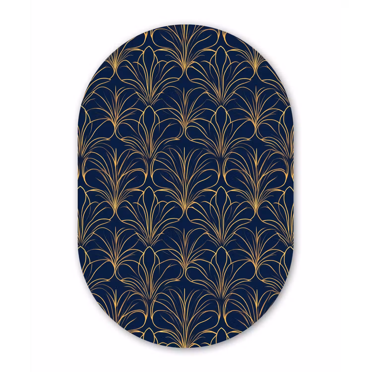 Deco - Waaier - Blauw Wandcirkel Ovaal Aluminium middel 839 -3d