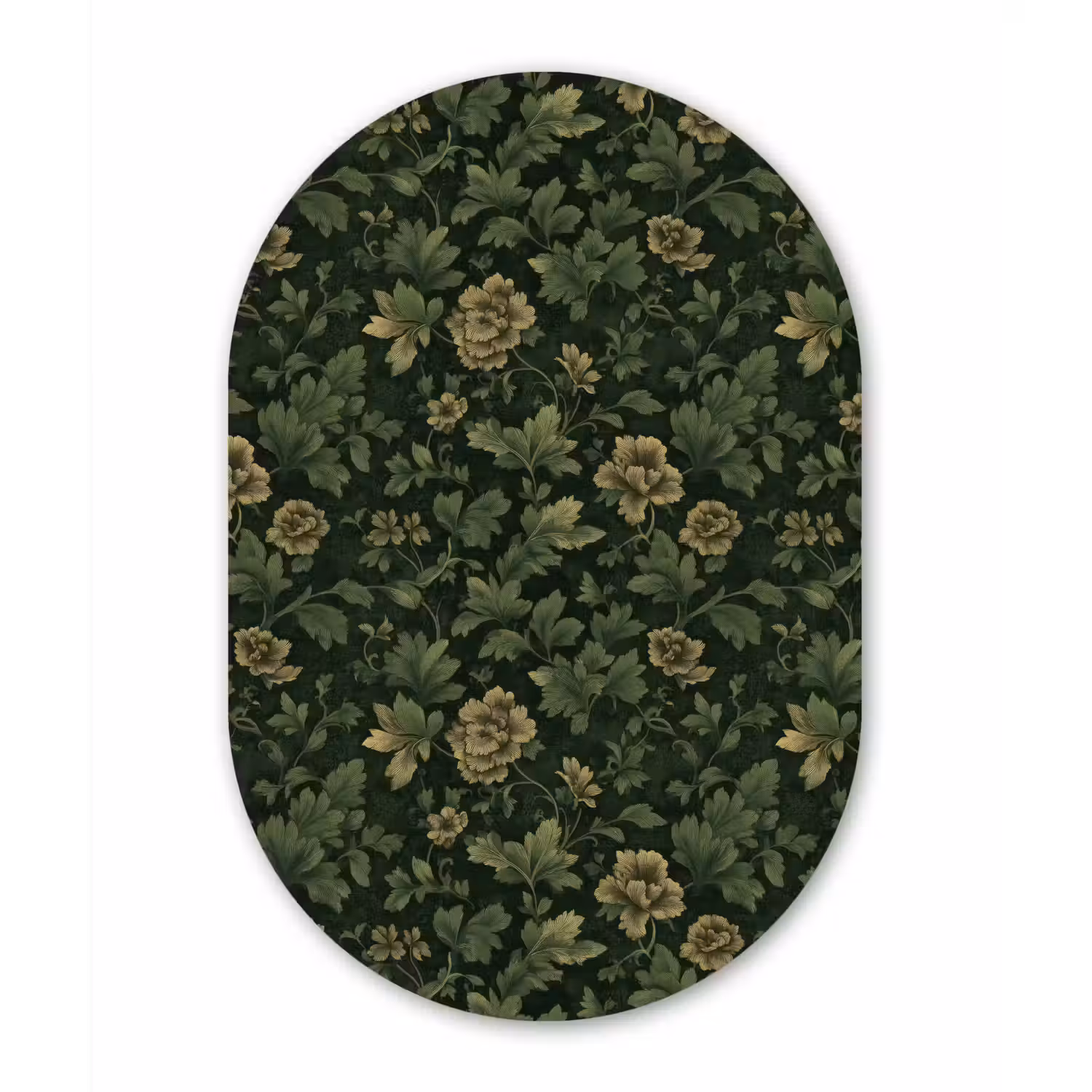 Donker - Groen - Goud - Botanisch Wandcirkel Ovaal Aluminium middel 839 -3d