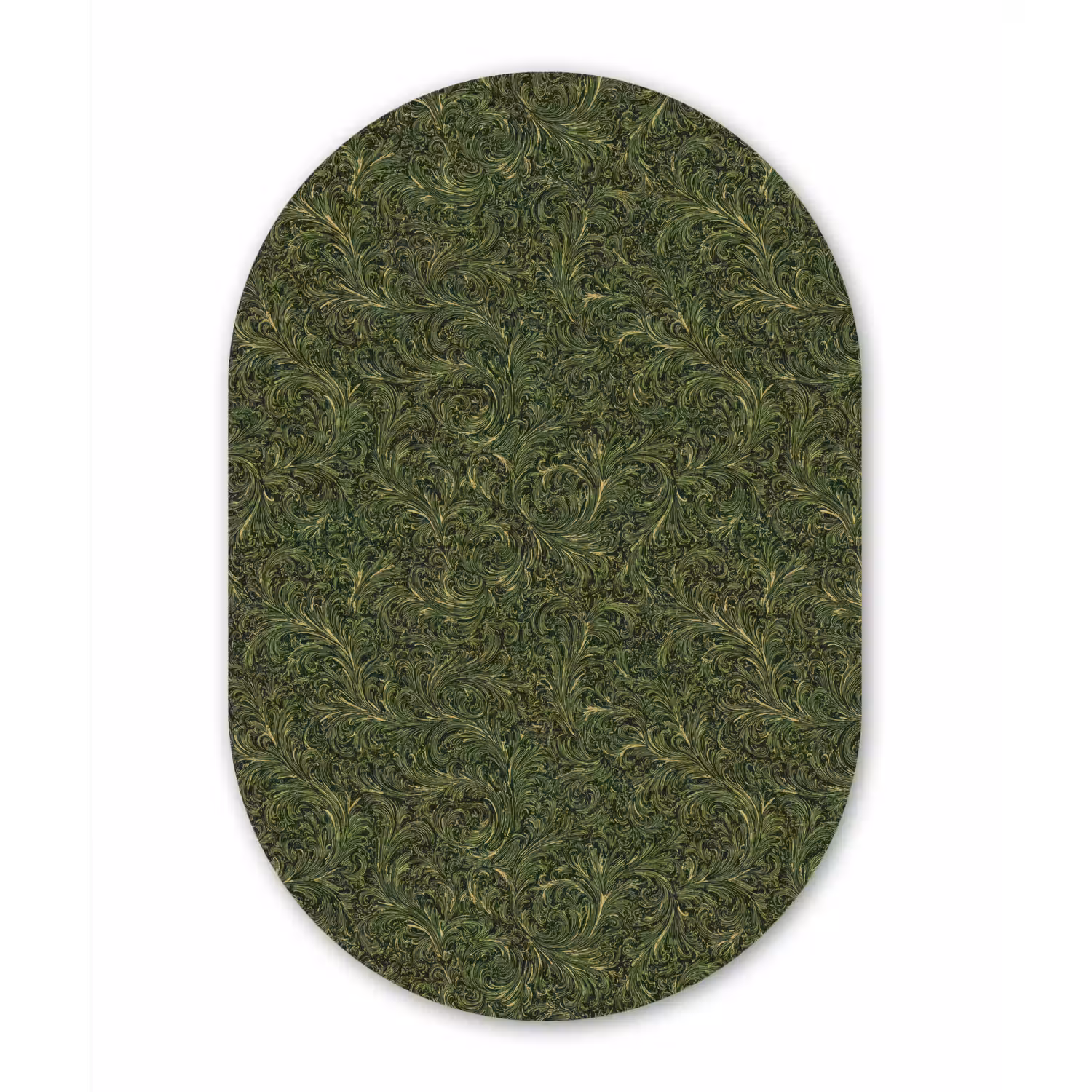 Donker - Groen - Krullend - Botanisch Wandcirkel Ovaal Aluminium middel 839 -3d