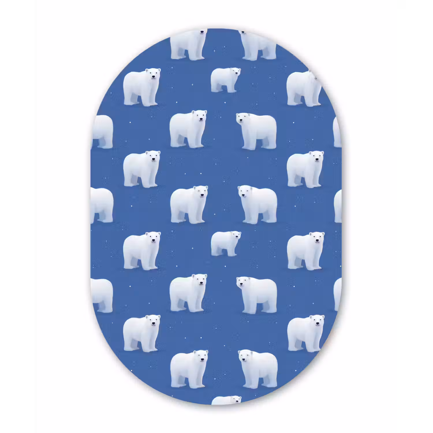 IJsbeer - Patroon - Blauw Wandcirkel Ovaal Aluminium middel 839 -3d