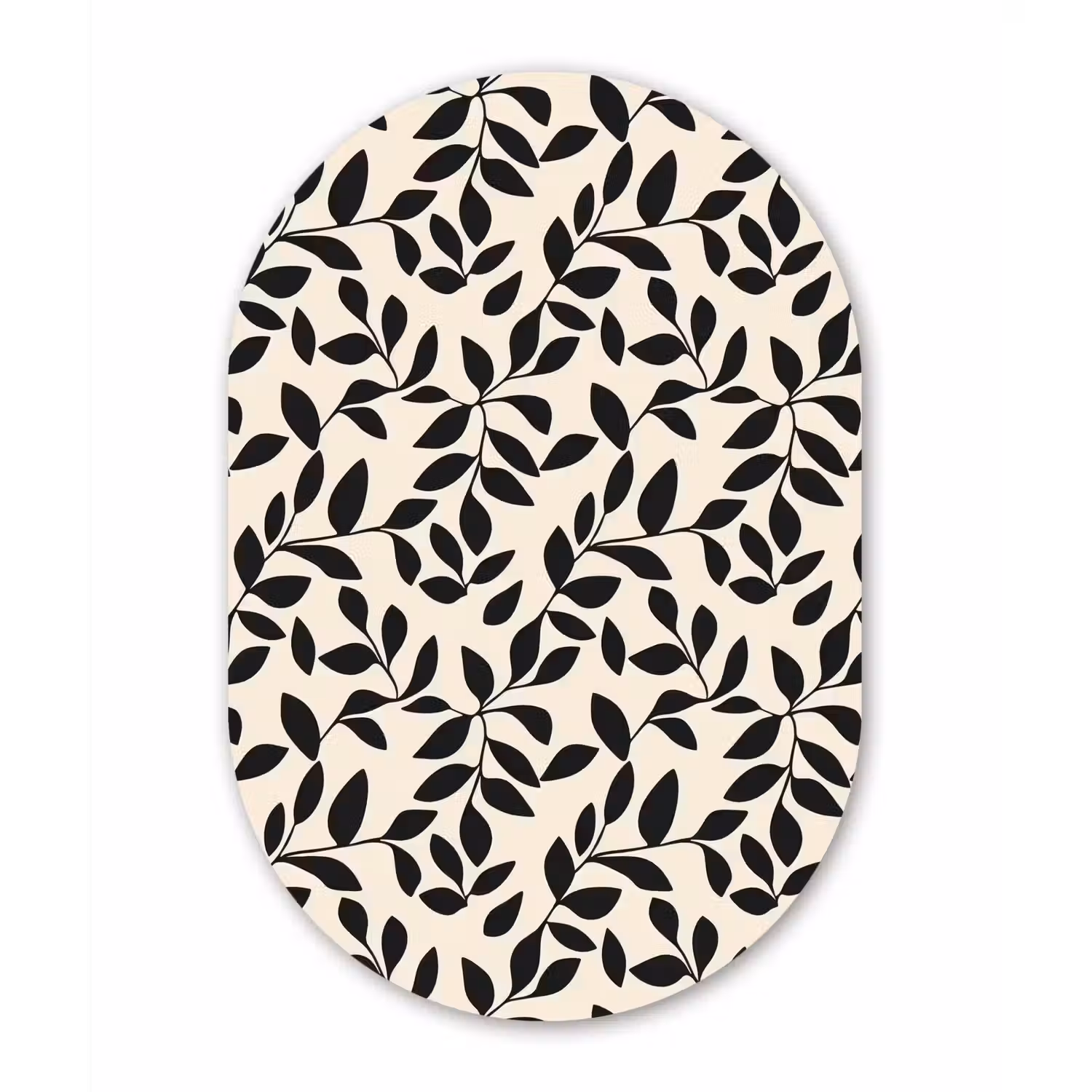 Elegant - Patroon - Zwart - Beige Wandcirkel Ovaal Aluminium middel 839 -3d