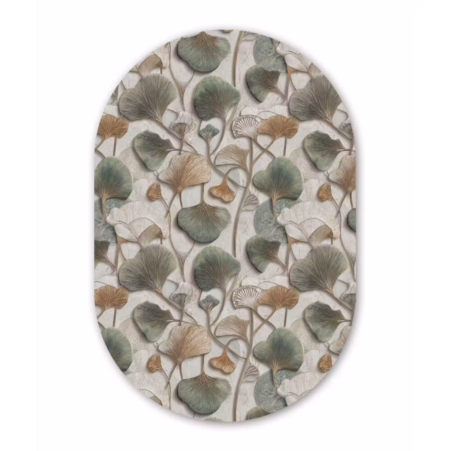 Elegant - Bladeren - Groen Wandcirkel Ovaal Aluminium middel 839 -3d