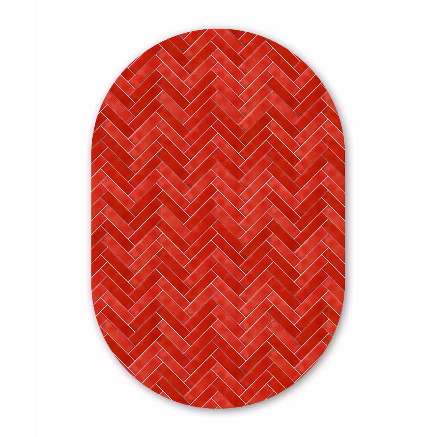 Visgraat - Tegel - Rood Wandcirkel Ovaal Aluminium middel 839 -3d
