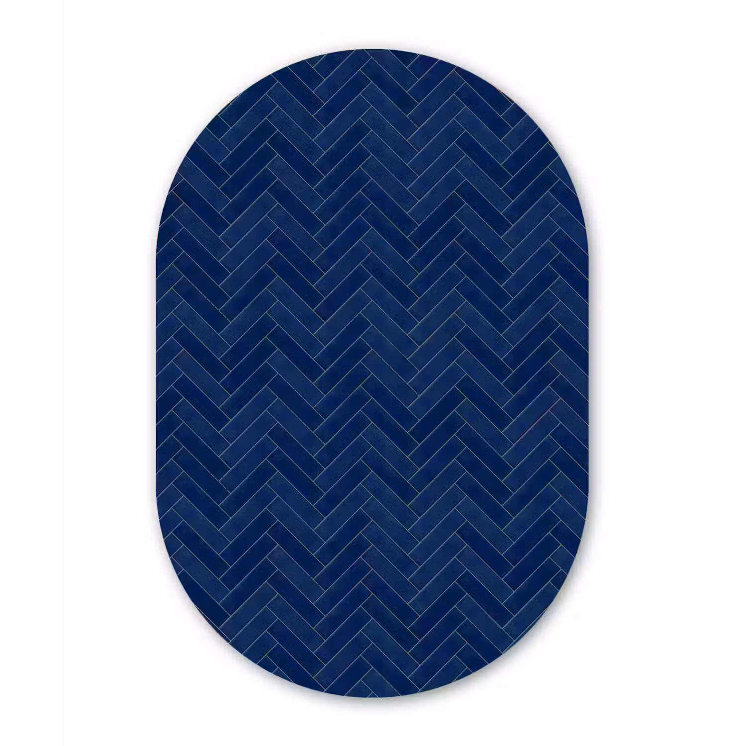 Visgraat - Wandtegel - Donkerblauw - Navy Blue Wandcirkel Ovaal Aluminium middel 839 -3d