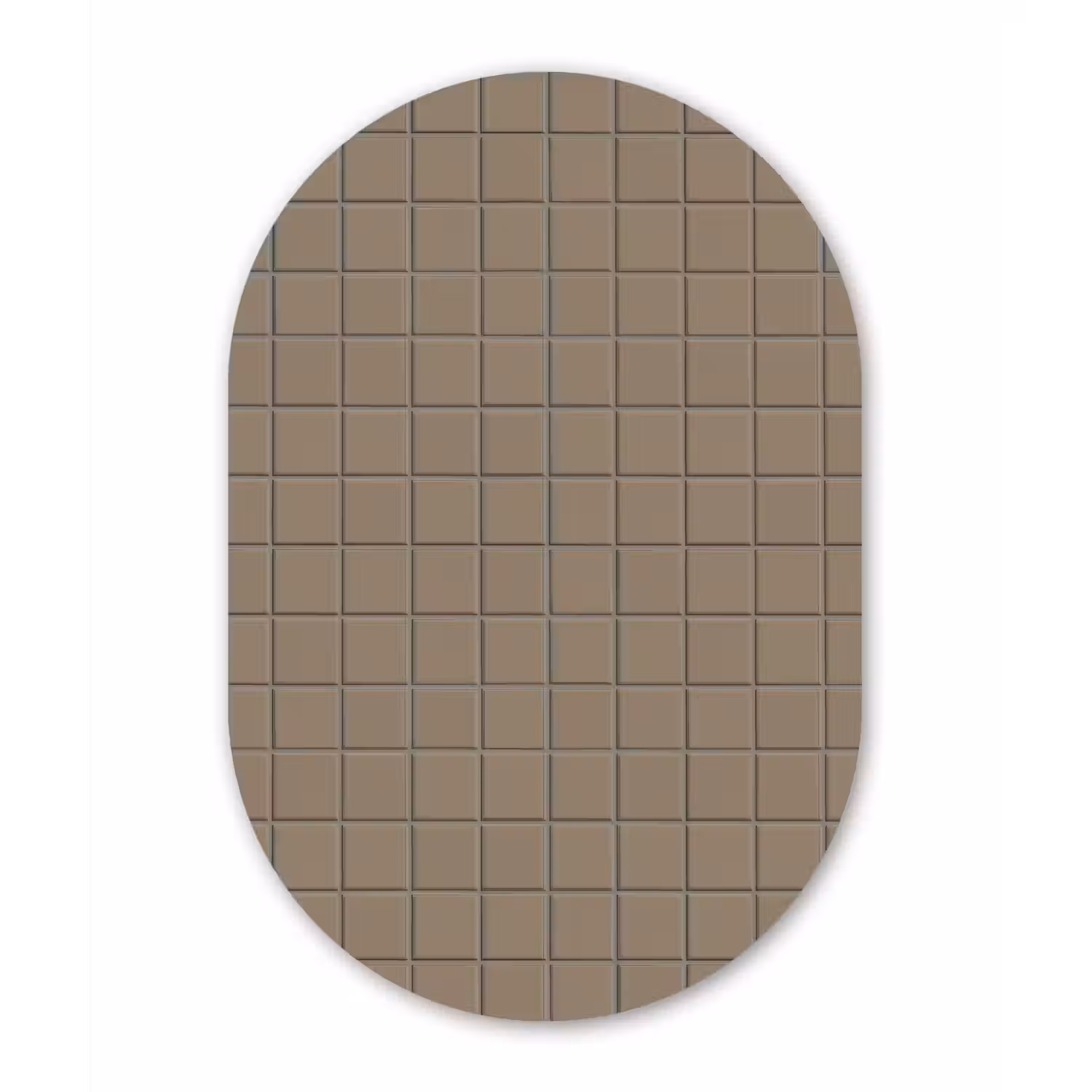 Tegel - Patroon - Taupe Wandcirkel Ovaal Aluminium middel 839 -3d
