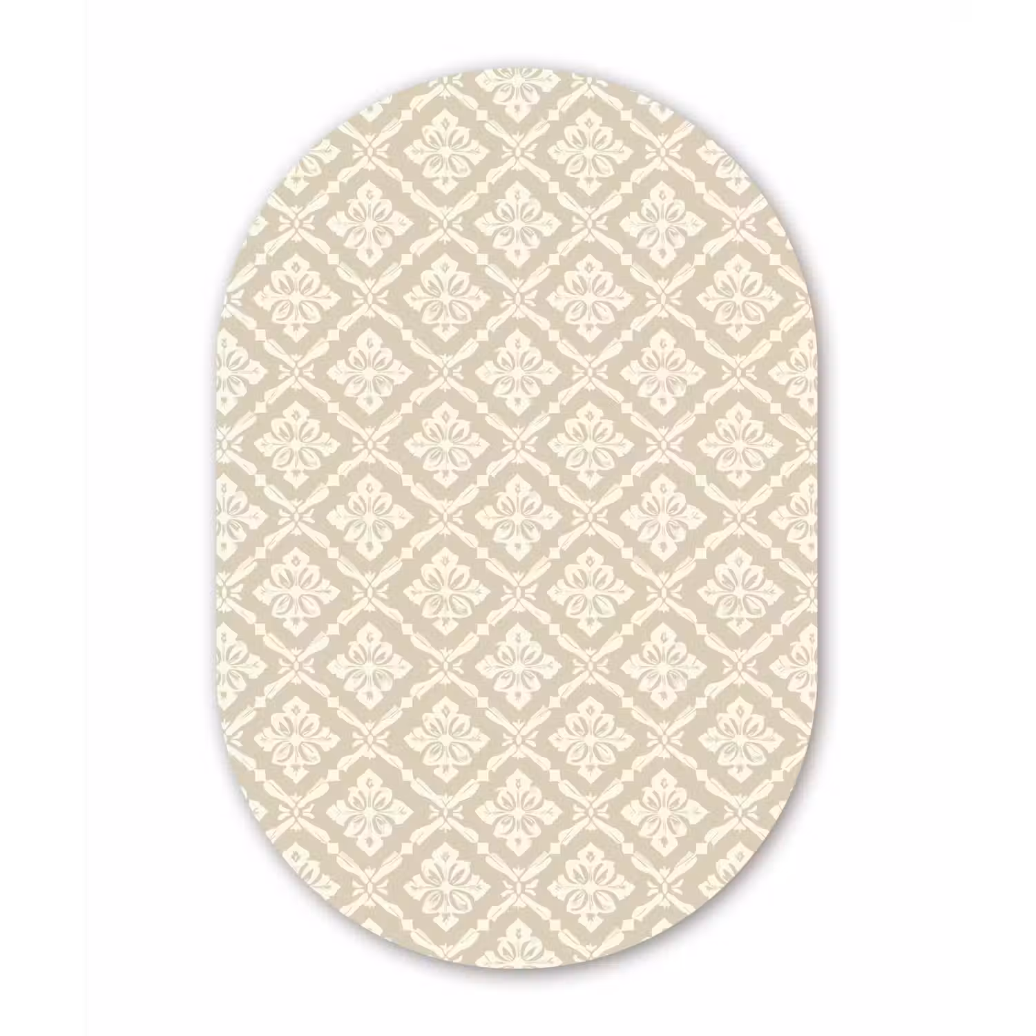 Floraal - Ornament - Beige Wandcirkel Ovaal Aluminium middel 839 -3d