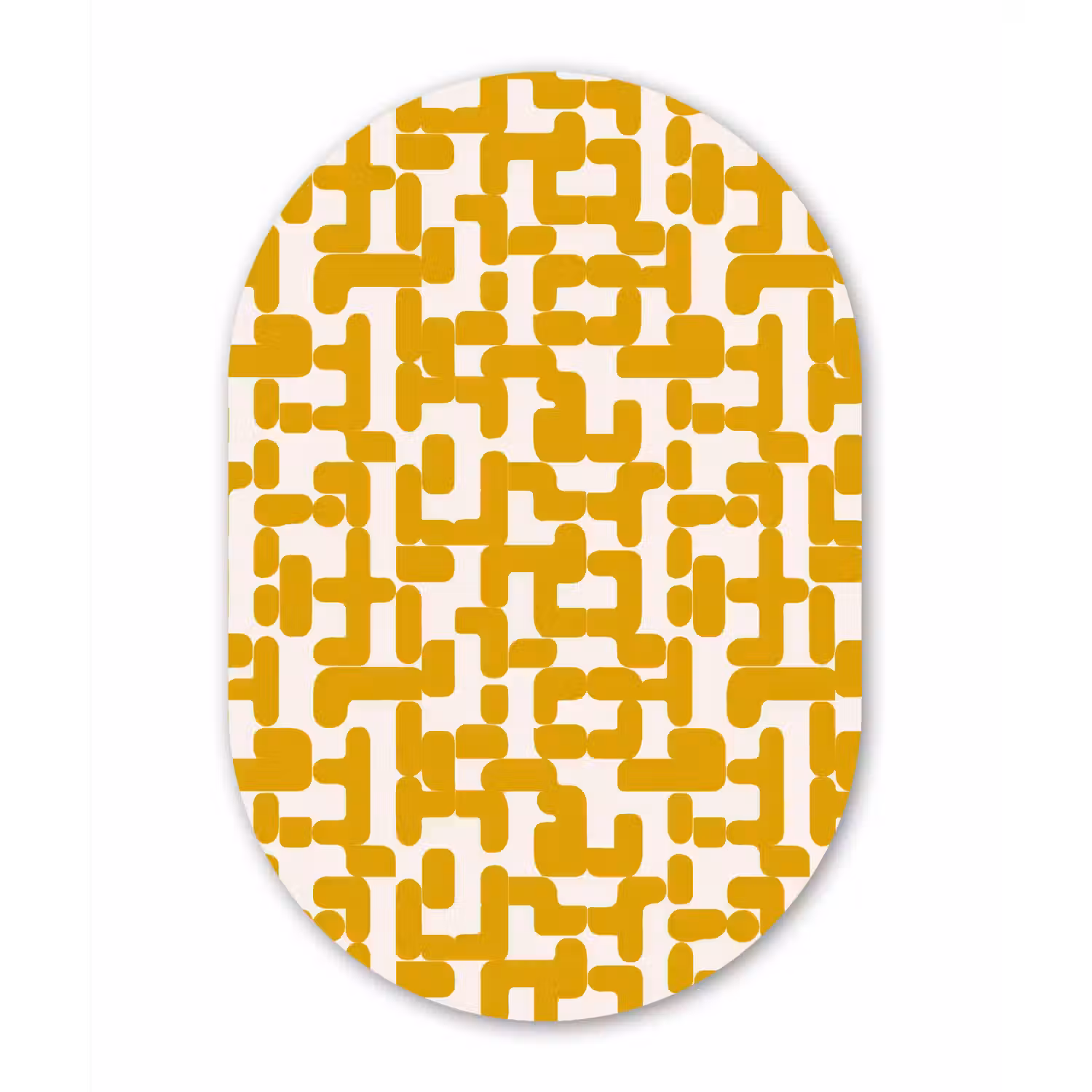 Geel - Beige - Patroon Wandcirkel Ovaal Aluminium middel 839 -3d