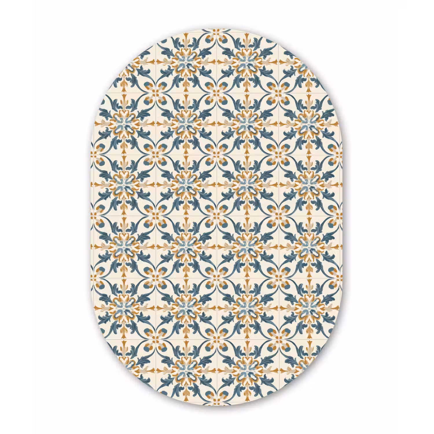 Patroon - Klassiek - Kleurrijk Wandcirkel Ovaal Aluminium middel 839 -3d