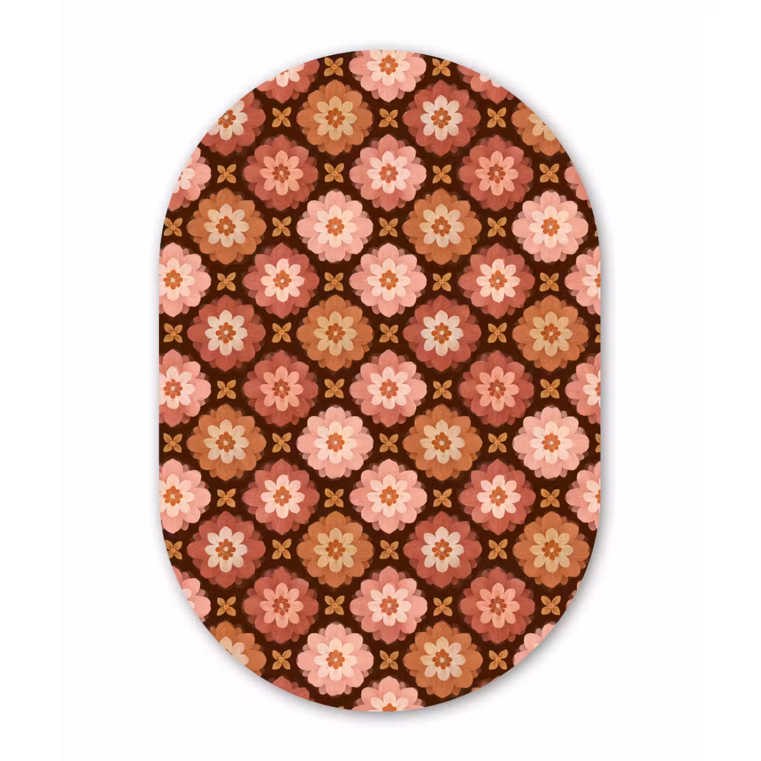 Geometrisch - Bloemen - Kleurrijk Wandcirkel Ovaal Aluminium middel 839 -3d