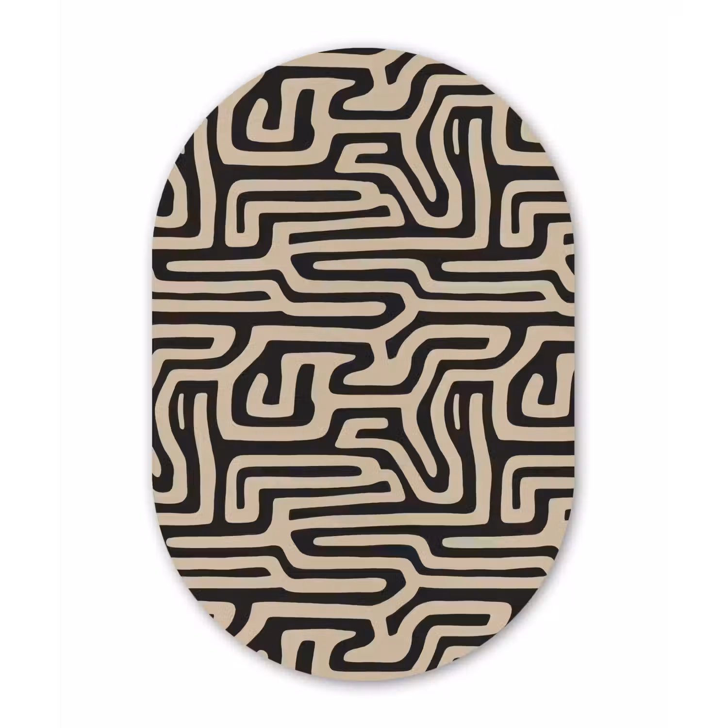 Grafisch - Lijnen - Zwart Wandcirkel Ovaal Aluminium middel 839 -3d