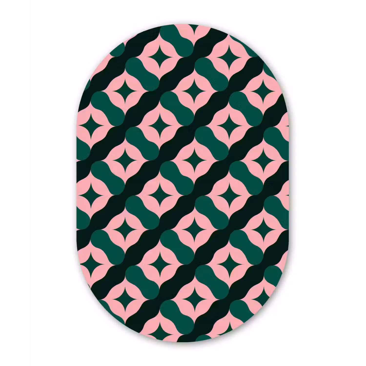 Groen - Roze - Retro - Sterren Wandcirkel Ovaal Aluminium middel 839 -3d