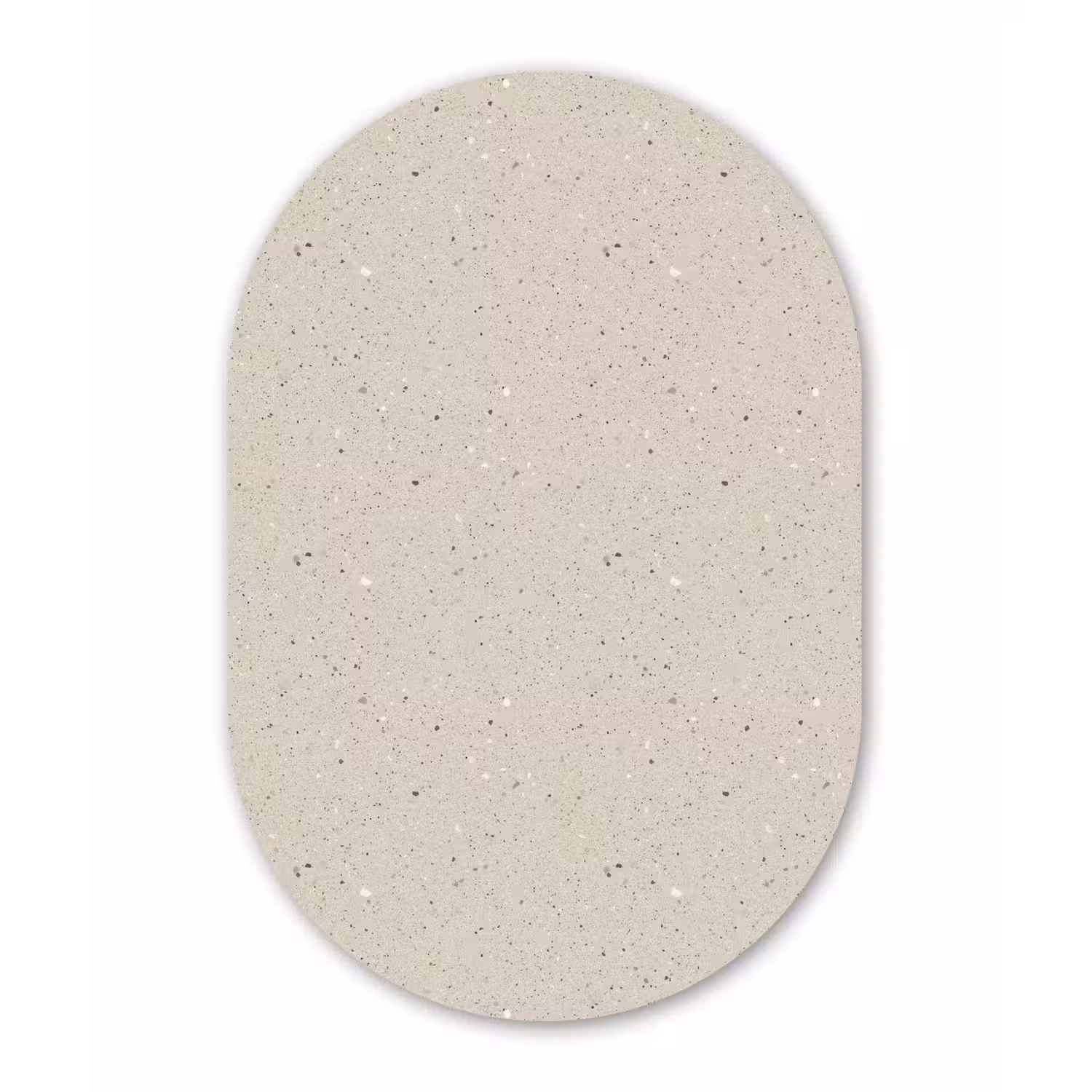 Lichtbeige - Terrazzo - Grijs Wandcirkel Ovaal Aluminium middel 839 -3d