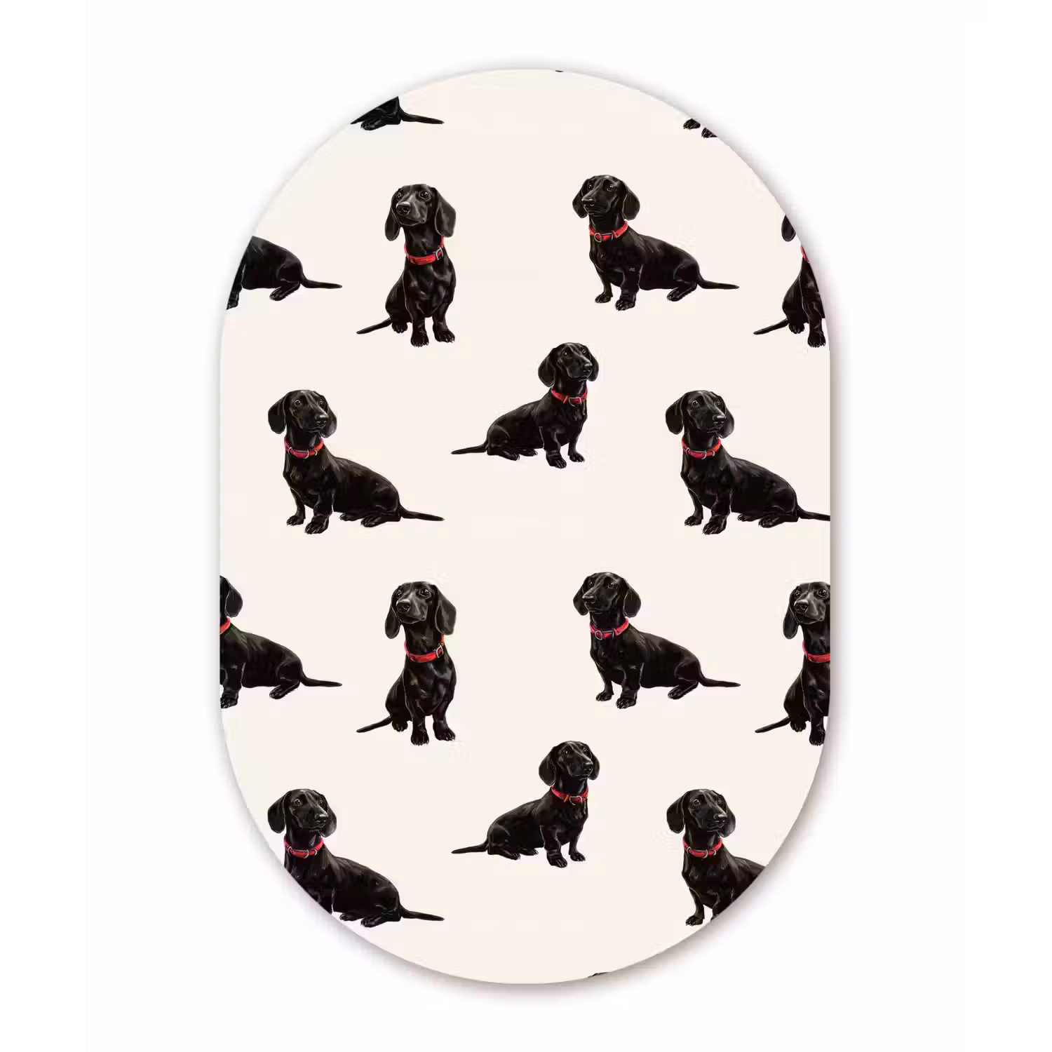 Hond - Patroon - Zwart Wandcirkel Ovaal Aluminium middel 839 -3d