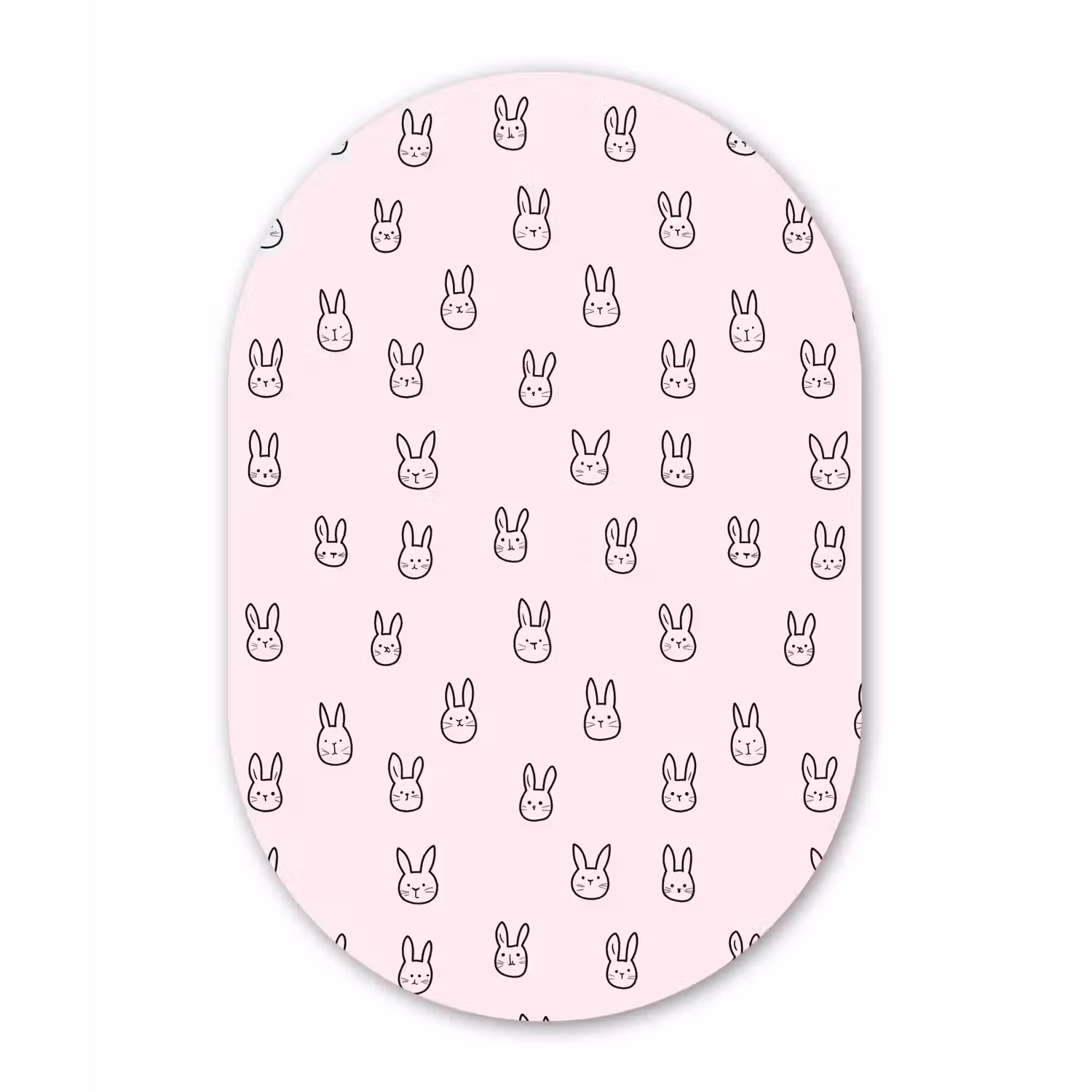 Konijnen - Minimalistisch - Roze Wandcirkel Ovaal Aluminium middel 839 -3d
