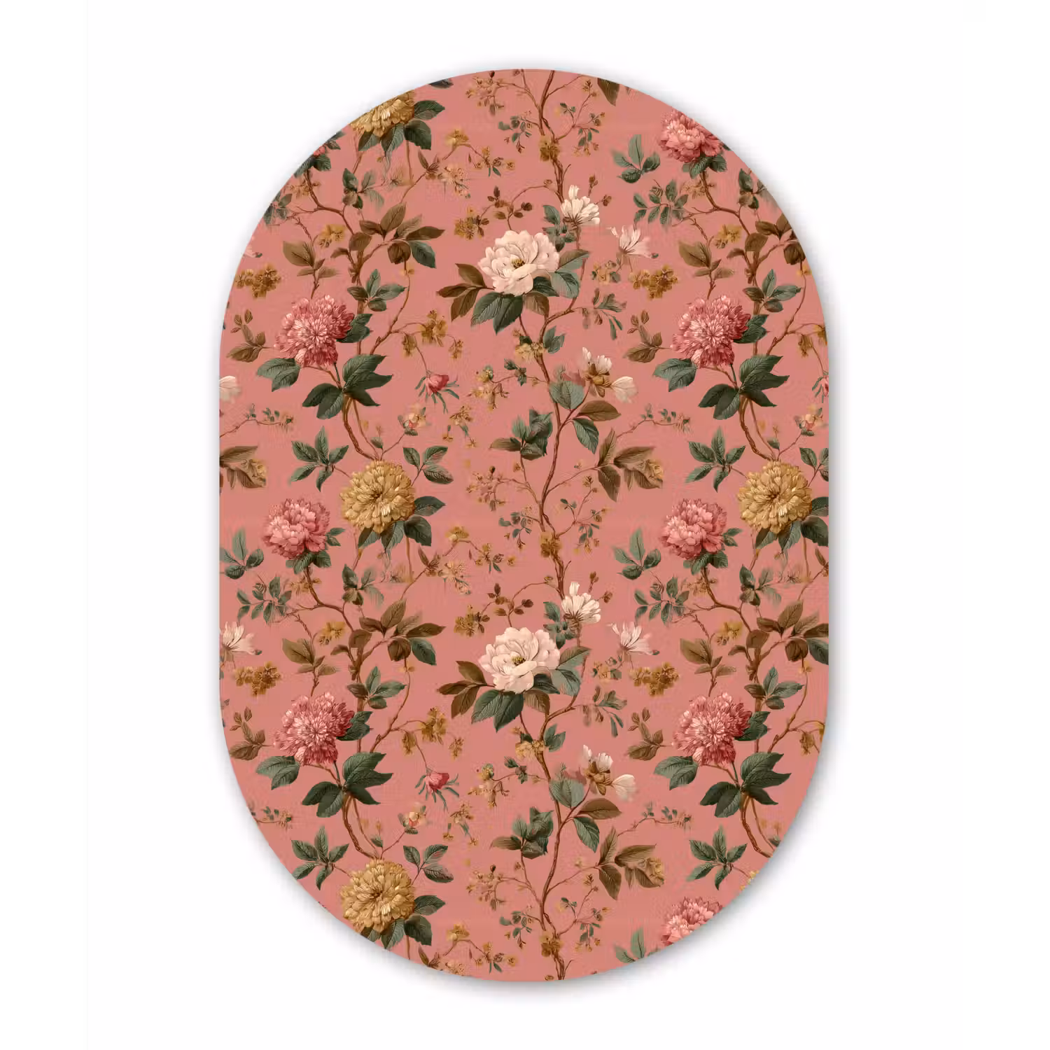 Klassiek - Botanisch - Roze Wandcirkel Ovaal Aluminium middel 839 -3d