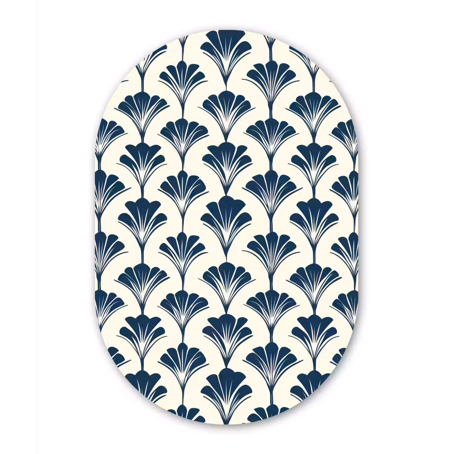 Klassiek - Motief - Blauw Wandcirkel Ovaal Aluminium middel 839 -3d